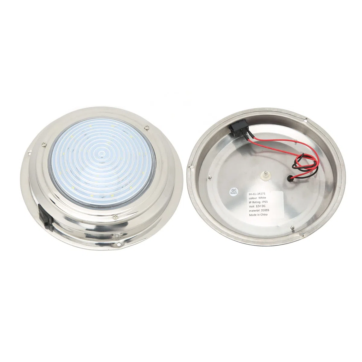 Tbest Luz de Cortesía LED para Barcos Acero Inoxidable 316 18 Cuentas de Lámpara Alto Brillo IP65 12 V Iluminación Interior Marina Redonda para RV Yate Cabina Baño Pasillo (Luz Blanca y Luz Roja)