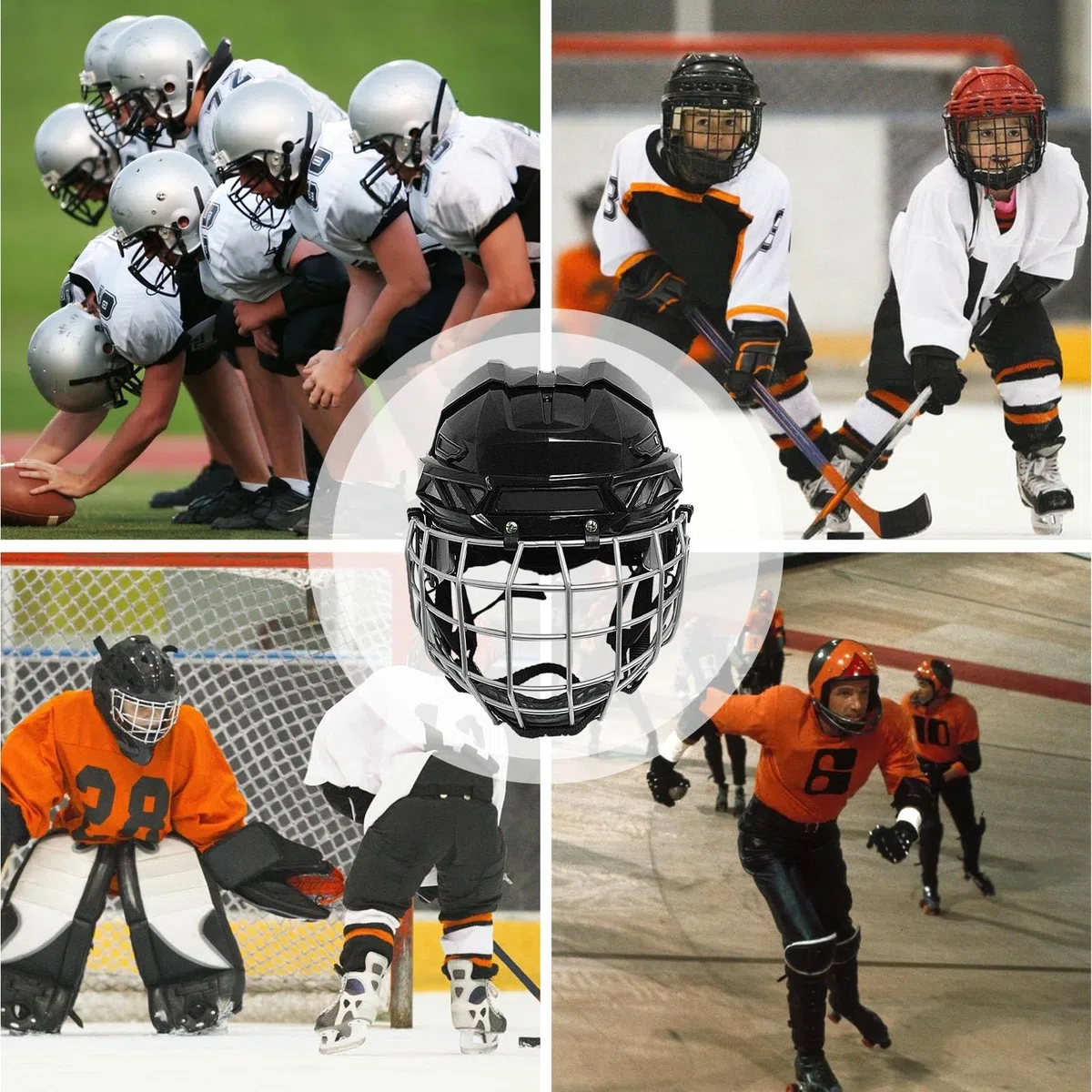 Cascos de hockey juveniles – Protección facial para hockey en carretera y hockey sobre hielo | Cascos de portero transpirables para patines y equipos de hockey. Protección de cabeza duradera, cómoda y