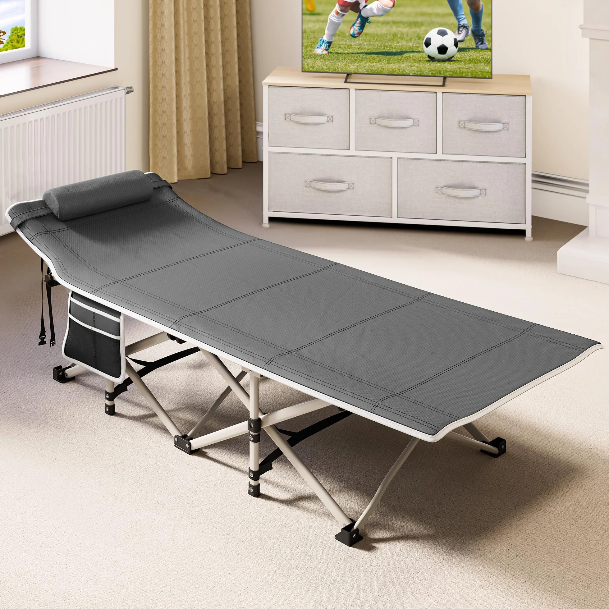 YITAHOME Cama de Camping Plegable para Adultos, Cama de Campamento portátil Extra Ancha de 28" para Trabajo Pesado, Cuna Cómoda para Dormir con Capacidad de 300 kg para Viajes/Oficina/Exterior