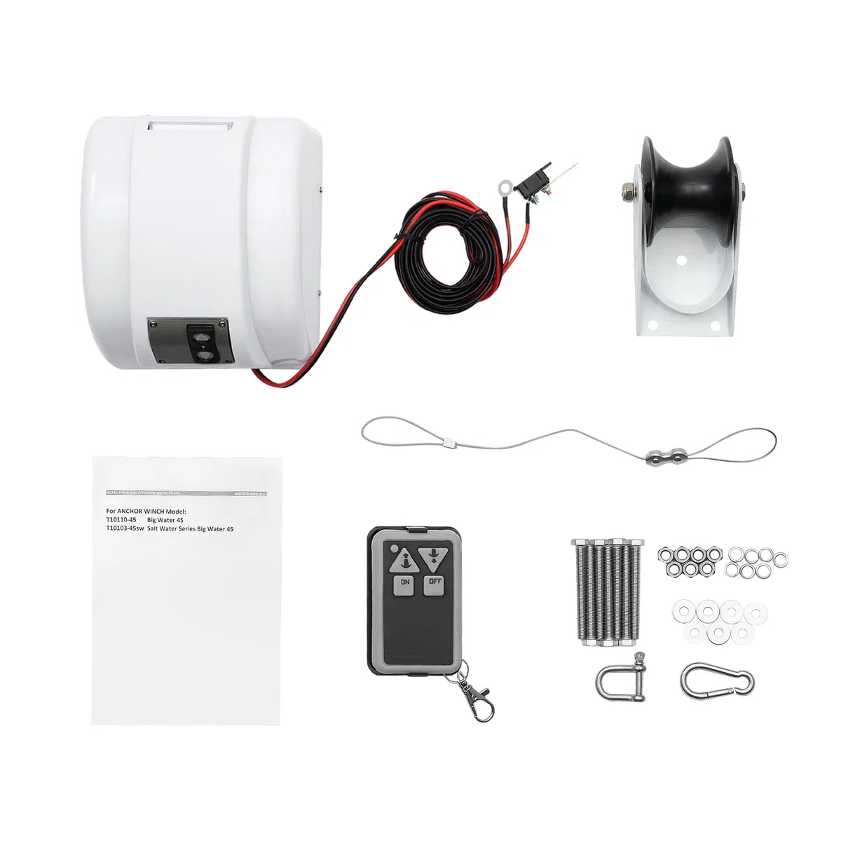 Cabrestante eléctrico de Anclaje para Barcos, cabrestante eléctrico para Barcos, cabrestante de Barco con Control Remoto inalámbrico, Agua Salada Marina 45 LBS Agua Dulce con Agua Salada