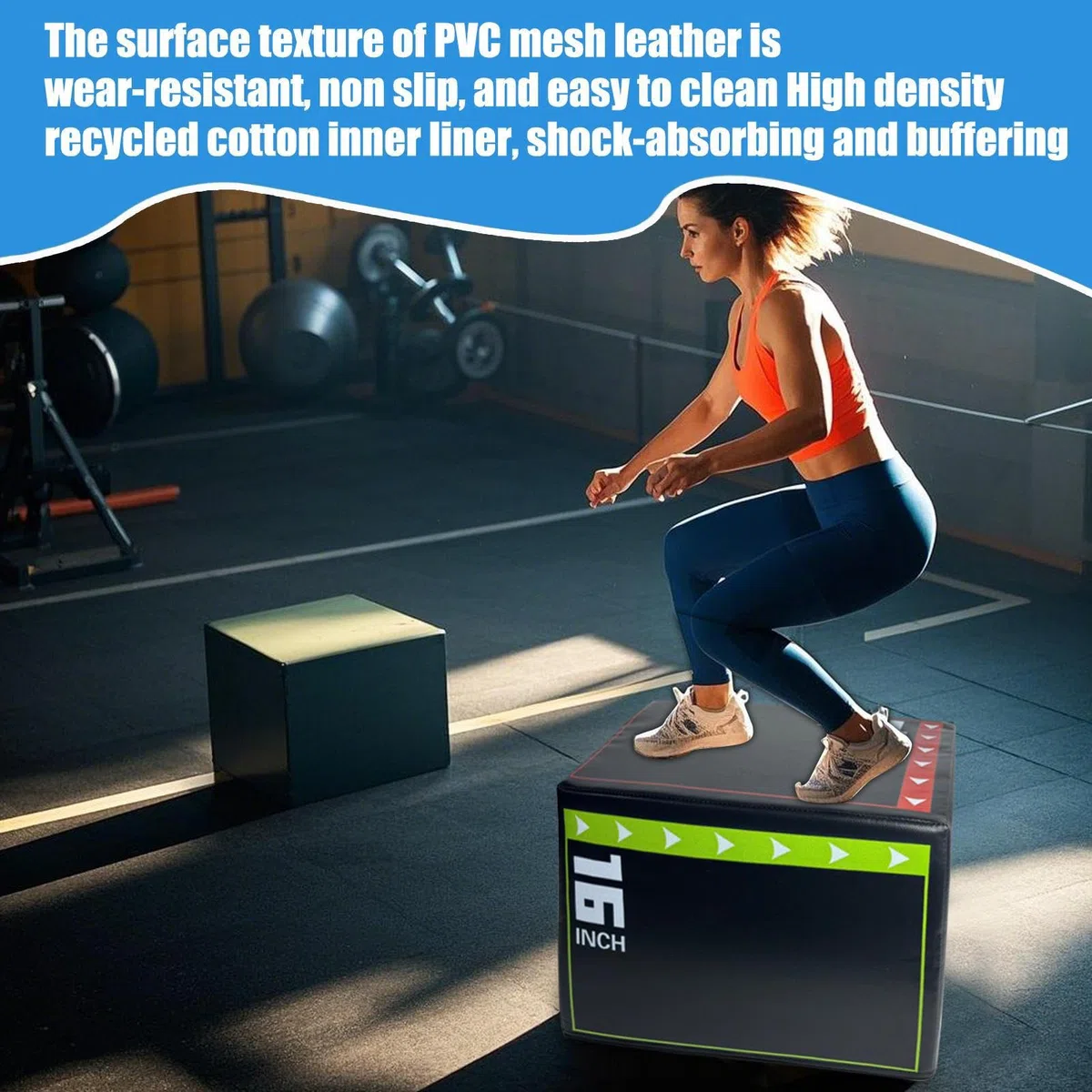 de ejercicios de salto – Cajas pliométricas – Ejercicios de fitness antideslizantes con acolchado de espuma suave y base estable – Equipo de entrenamiento de gimnasio en interiores y exteriores