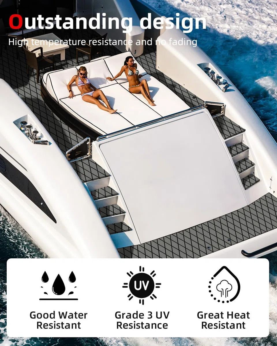 Abahub Hoja de espuma EVA para suelo de barco, patrón de diamante, con alfombra autoadhesiva para lancha, kayak, tabla de surf, SUP