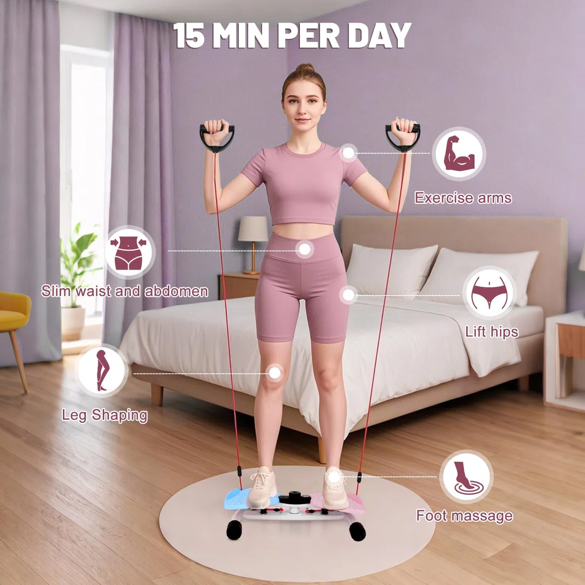 Máquina de torsión de cintura, tabla de giro abdominal para ejercicio, ejercicio silencioso para equipo de gimnasio en casa, capacidad de 330 libras | Tiempo de pista, repeticiones, calorías con