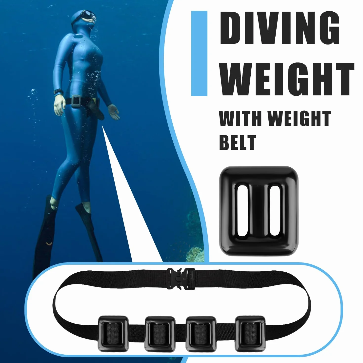 PEUTIER 4uds Cinturón de Pesas de Buceo, Cinturón de Pesas de Buceo de 0,5kg Cinturón de Buceo de Nailon con Hebilla de Liberación Rápida de Metal para Pesca Submarina Buceo Libre