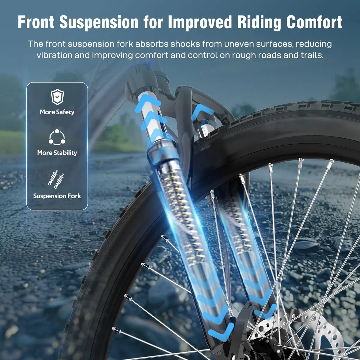 EVERCROSS Bicicleta de Montaña para Adultos, Bicicleta de 26 Pulgadas, Sistema de 21 Velocidades, Cuadro de Aluminio con Suspensión Delantera, Bike Todoterreno con Frenos de Disco, Carga Máx.150 kg