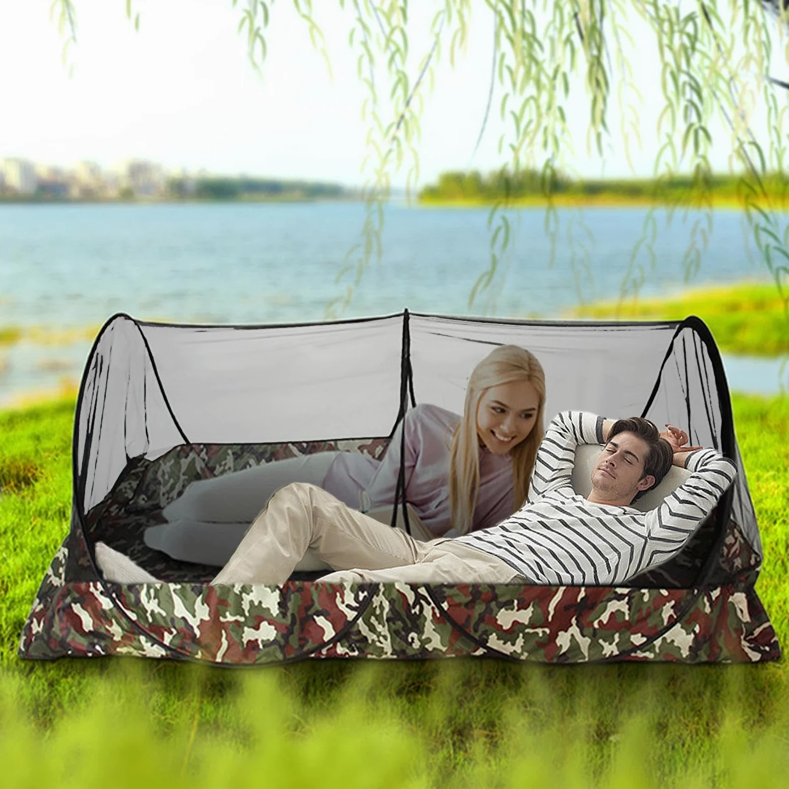 Tienda de campaña de malla para camping, tienda de campaña familiar, malla de brisa, mosquitera para tienda de campaña | Tienda de campaña instantánea interior de verano, buena ventilación, tienda de