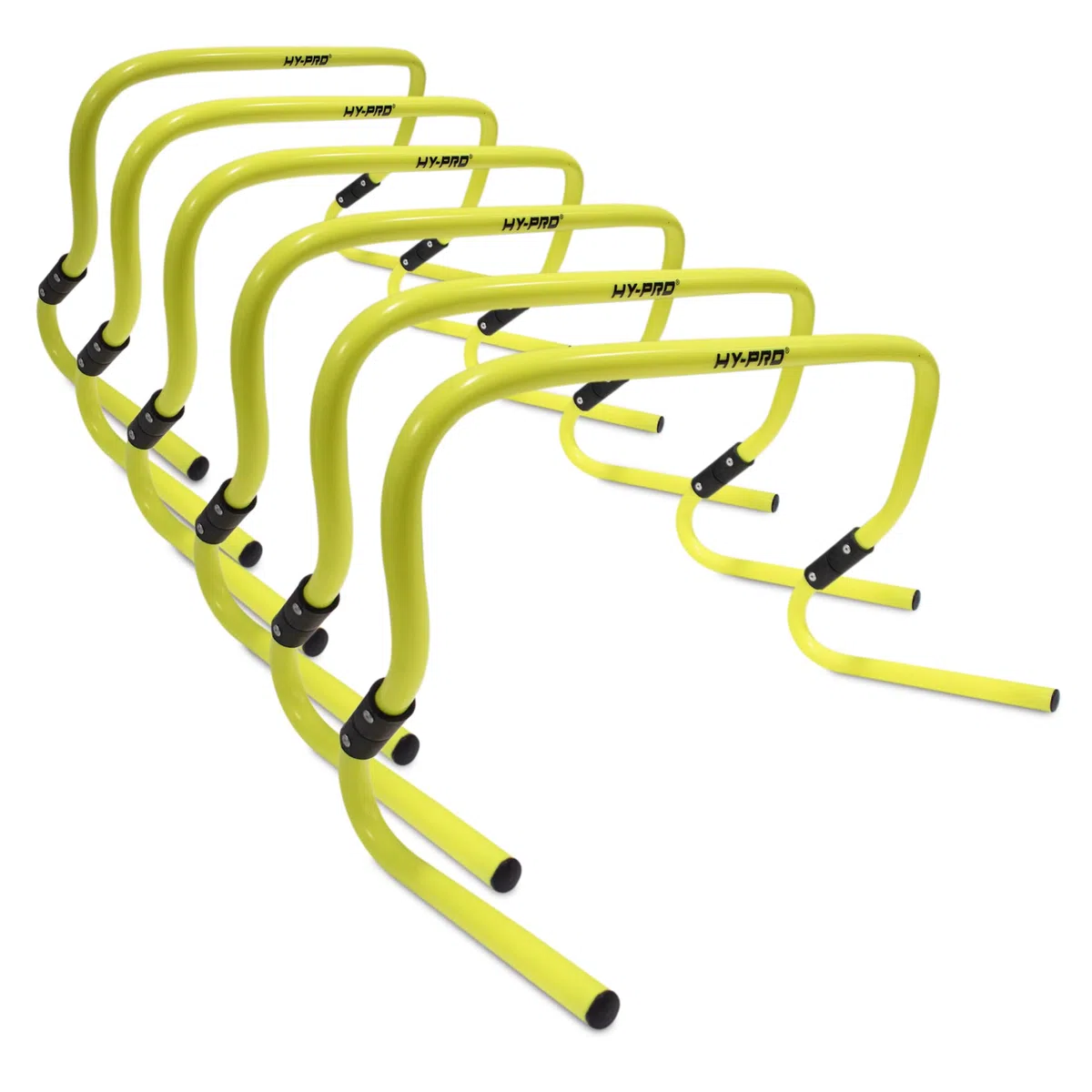 Hy-Pro Juego de 6 obstáculos de entrenamiento, altura ajustable de 6 a 12 pulgadas, amarillo fluorescente, entrenamiento de velocidad y agilidad, equipo deportivo multideportivo