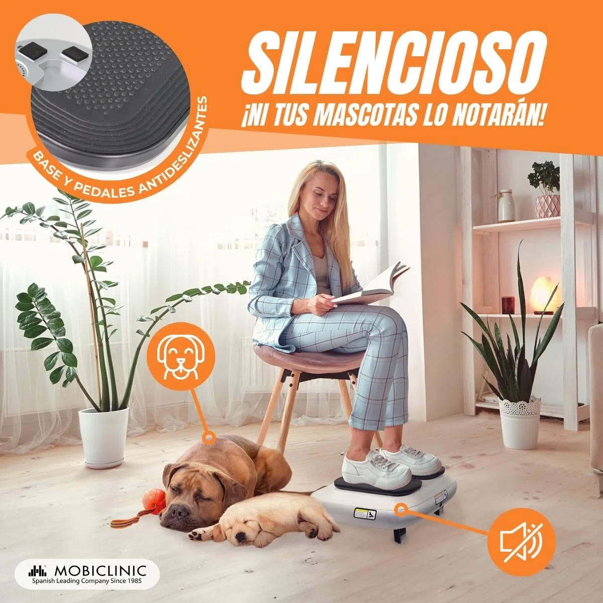 Mobiclinic, Ejercitador de Piernas, Eléctrico, Legfit, Pedales Estáticos, Gimnasia Pasiva, Andar Sentado, 5 Velocidades, con Mando a Distancia, Velocidad Regulable, Silencioso, Blanco