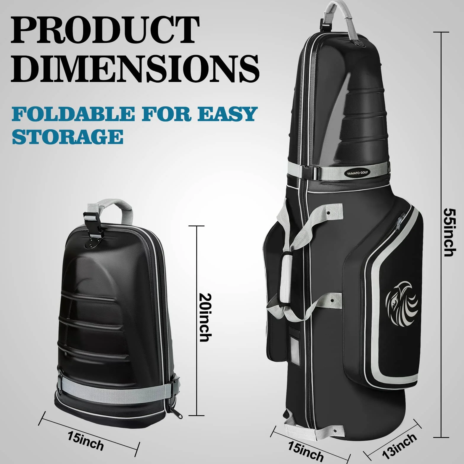 yamato Bolsa de Viaje de Golf con Carcasa Dura ABS Cubierta de Viaje de Golf para Palos de Golf, Equipaje para aerolíneas con Ruedas, Gran Regalo de Golf para golfistas