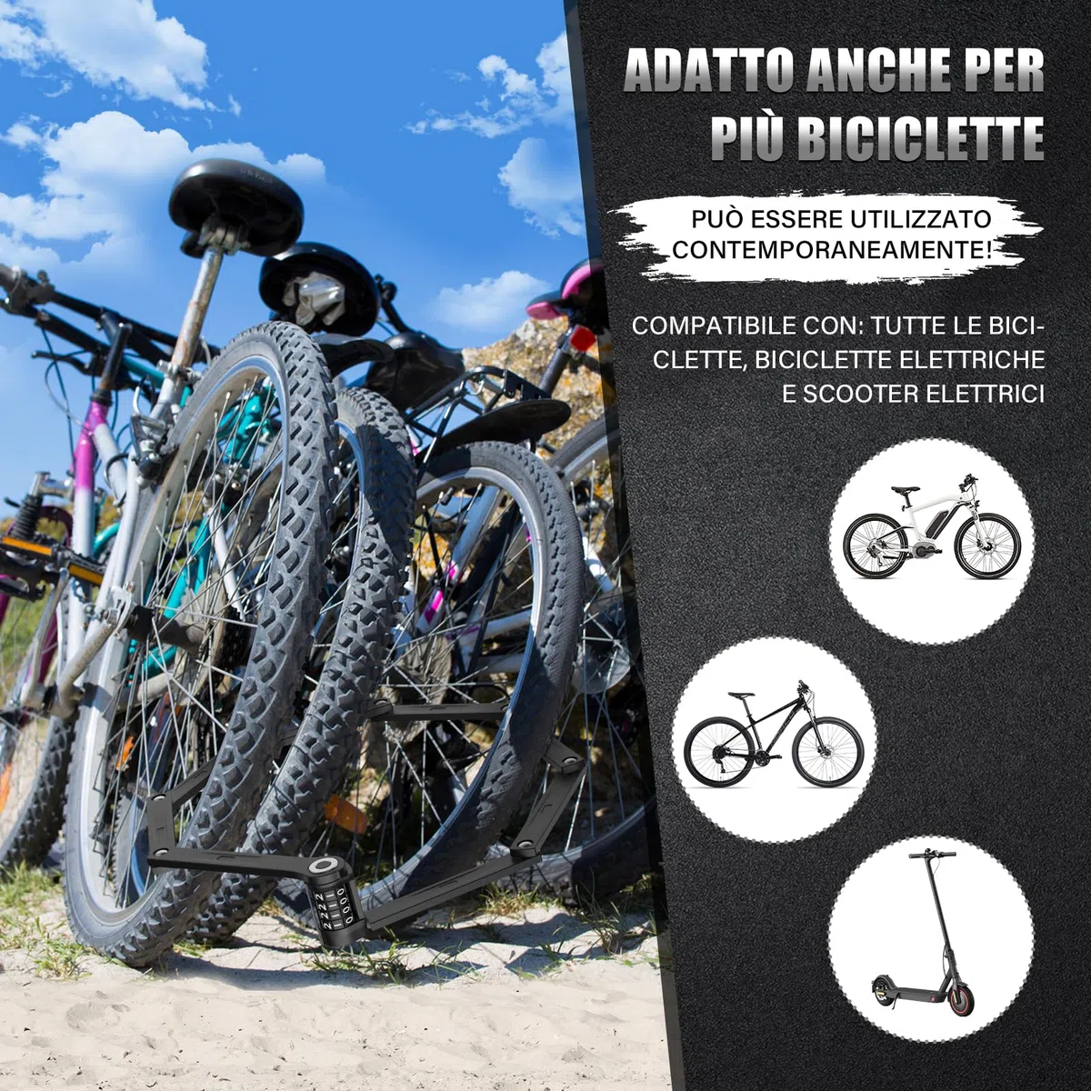 IMAYCC Candado Combinación Bicicleta Plegable, 120CM Candado Bicicleta Antirrobo, Robusto Candado de Bicicleta Plegable, Para E-bike, Bicicleta de Carretera, Motocicleta, MTB, Etc.