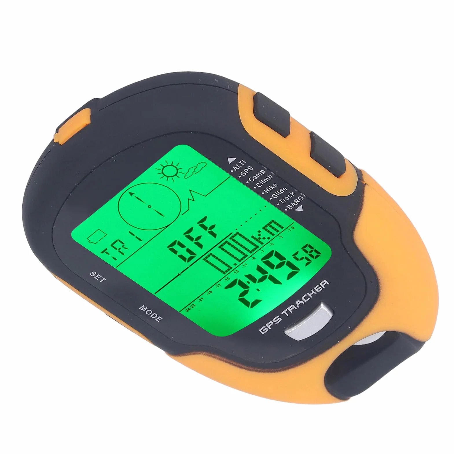 Fockety GPS Barómetro, IPX4 Impermeable Multifuncional Altímetro Brújula Previsión del Tiempo Termómetro, Probador de presión barométrica con Linterna LED, grabación
