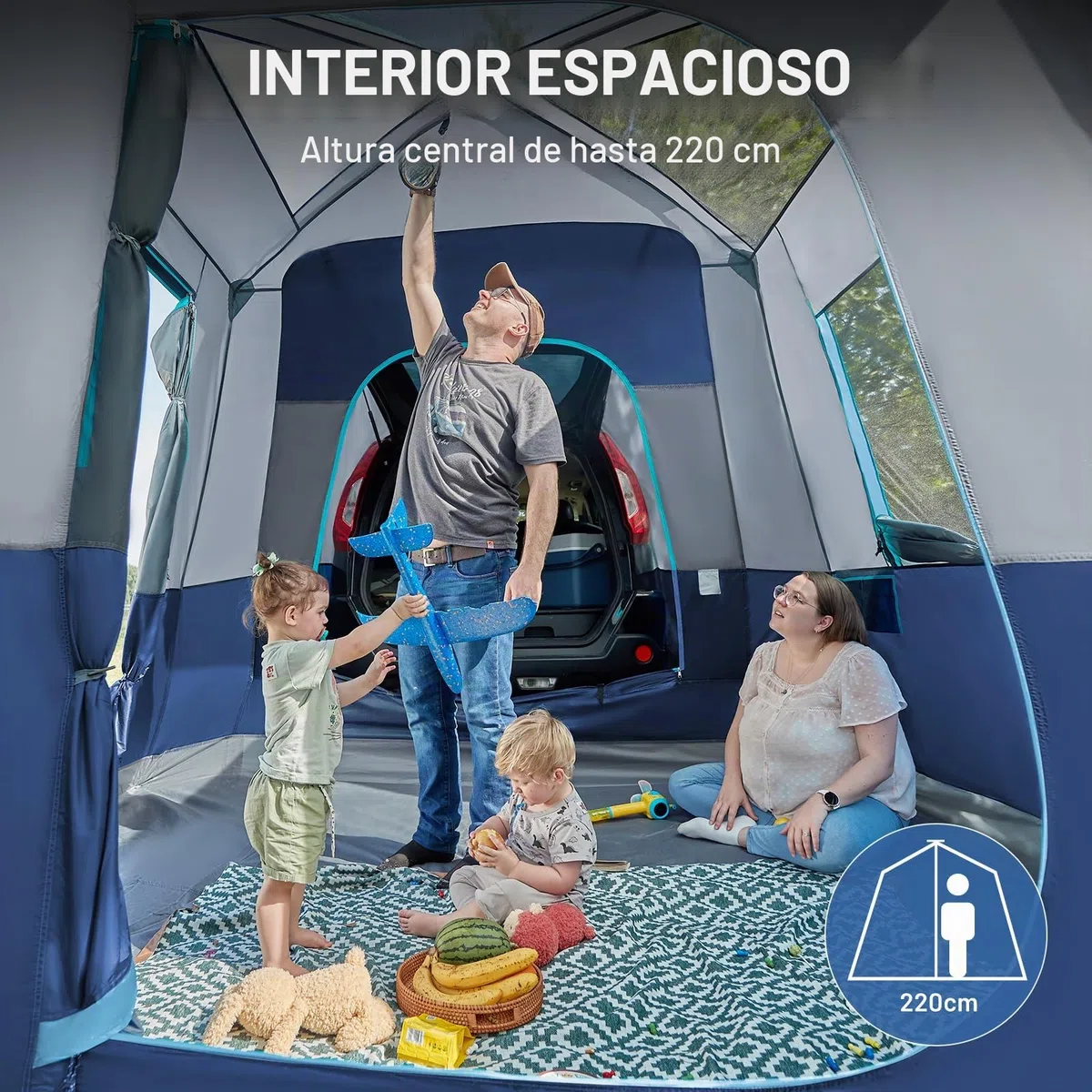 TIMBER RIDGE Tienda de campaña SUV para 5 a 9 personas con porche y toldo para acampar familiar, resistente a la intemperie y portátil, para furgoneta o coche, incluye bolsa de almacenamiento, 13 pies