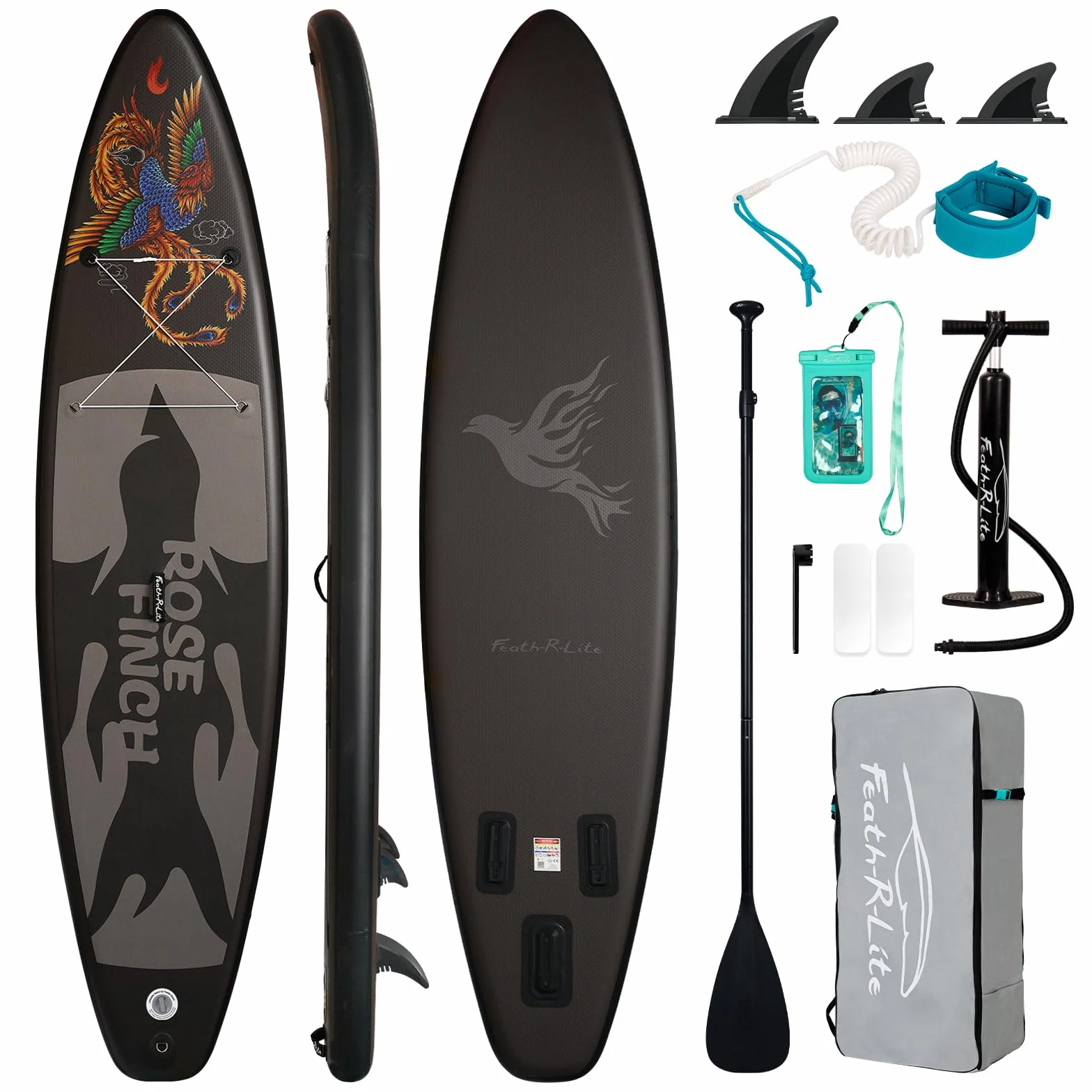FEATH-R-LITE Tabla de Paddle Surf Inflable Multifuncional con Bomba Manual, Mochila Sup, Correa, Remo Ajustable, para Adultos de Todos los Niveles de Habilidad