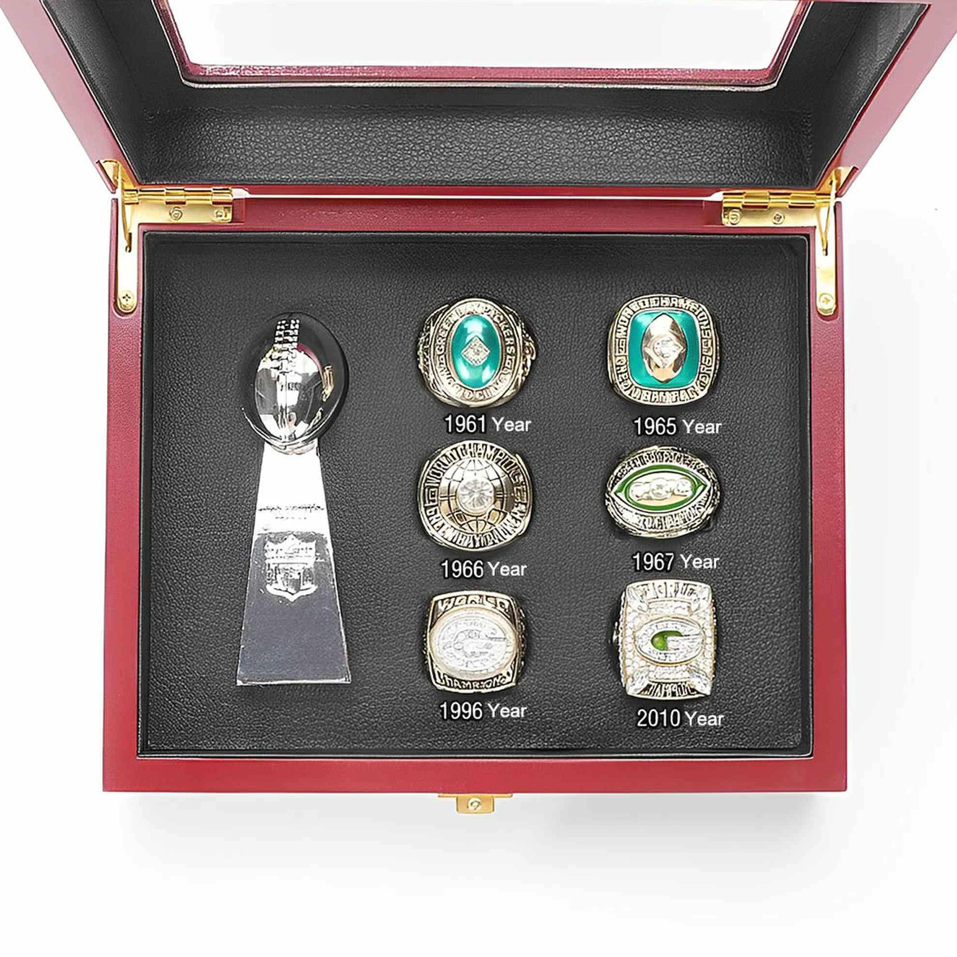 Conjuntos de Anillos de Campeonato de los Green Bay Packers Anillo de campeón de Rugby Super Bowl FFL Recuerdos coleccionables Regalos para Padres de Hombres Vaqueros