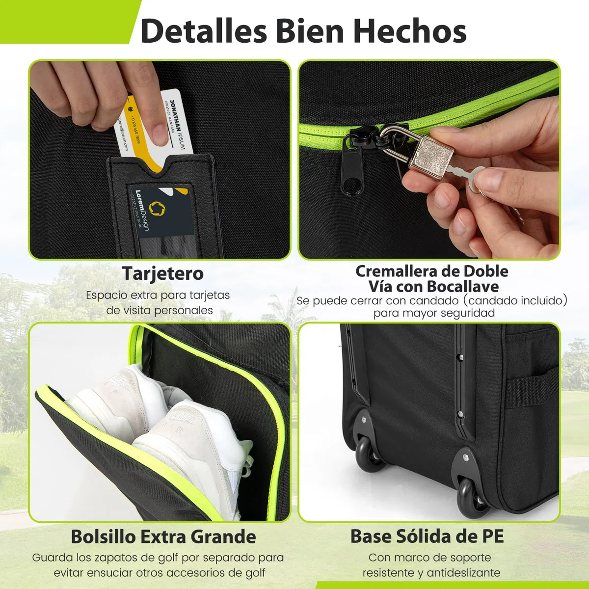COSTWAY Bolsa de Golf de Viaje con Ruedes, Tela Oxford Resistente al Desgaste e Impermeable, Cremallera y Llave, Fundas de Viaje Plegable para Palos de Golf Aerolíneas