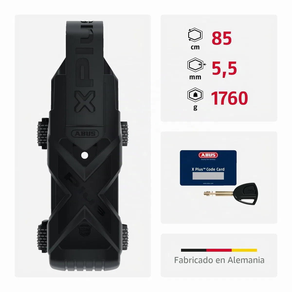 ABUS Bordo Granit XPlus 6500/85 ST candado plegable con bolsa para candado - Candado de bicicleta de acero endurecido - Nivel de seguridad ABUS 15