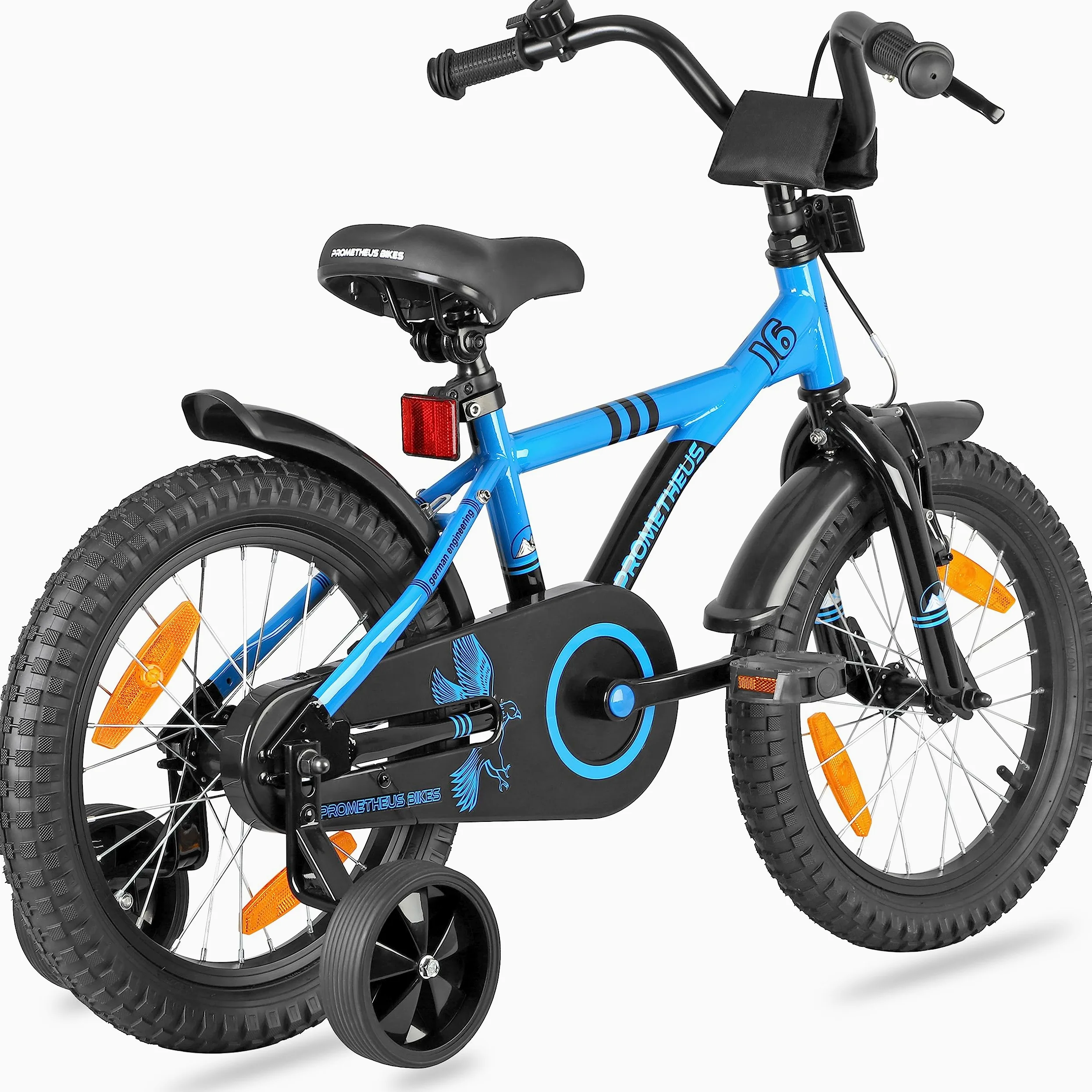 PROMETHEUS BICYCLES Bicicleta niño 5 años Bicicleta niña 16 Pulgadas 4-6 años - Bicicletas niños con ruedines - Bici niños Infantil y Freno contrapedal Azul