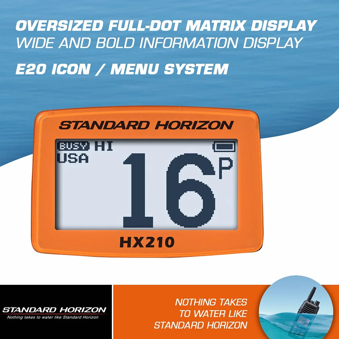 Standard Horizon HX210 Radio VHF de Mano, Color Negro