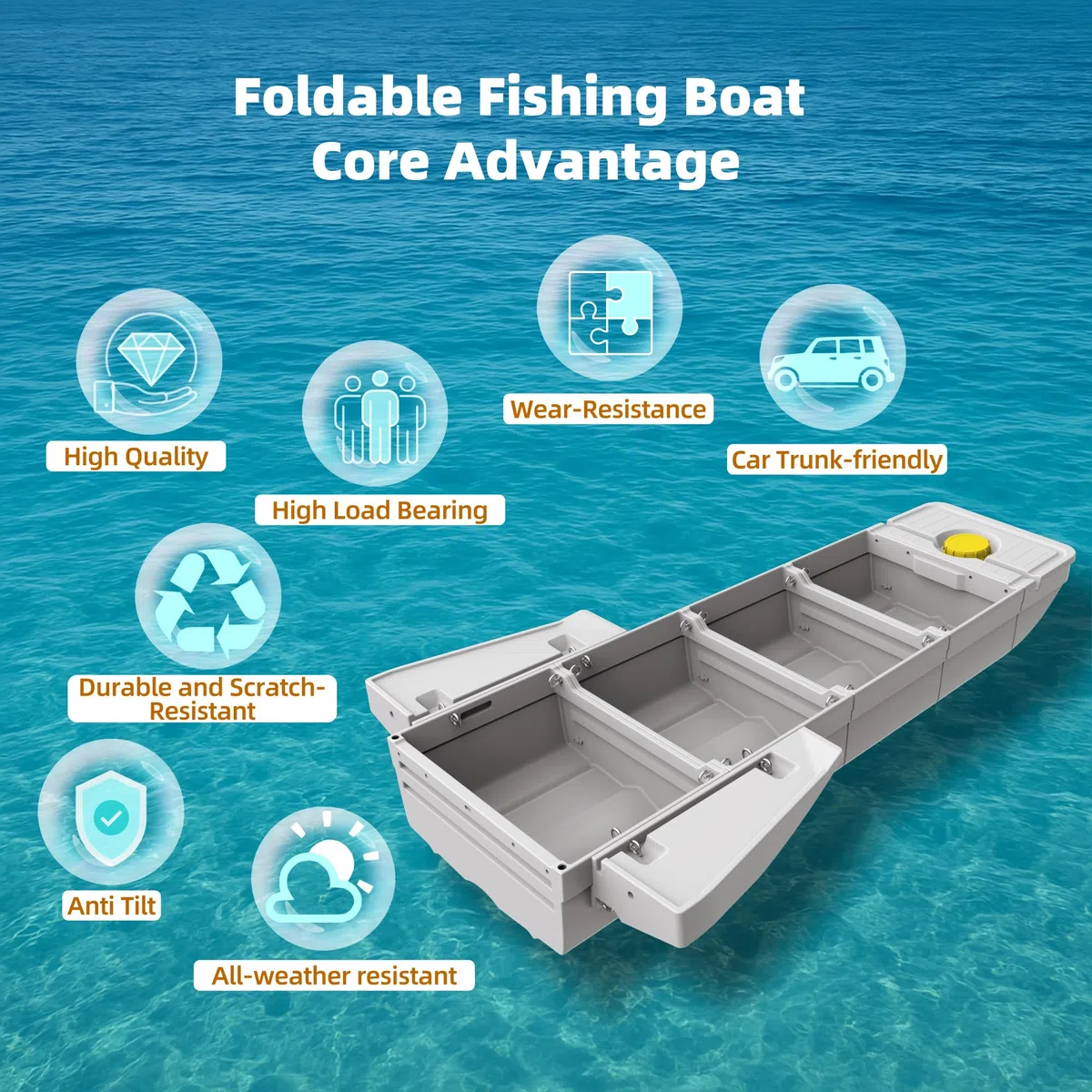 Kayak de pesca, diseño plegable, fácil de almacenar y transportar, alternativa duradera a los barcos inflables, cabe en el maletero del coche, capacidad para 2-4 personas