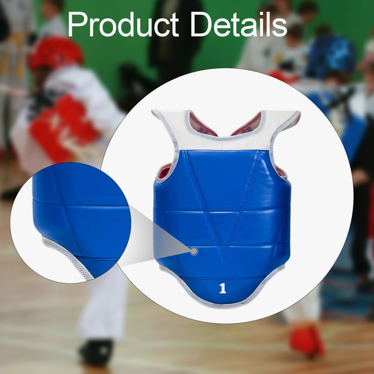 Gralara Protector de Pecho para Karate, Almohadilla de protección para Taekwondo, Muay Thai, Boxeo, para práctica de Entrenamiento – EVA/PU con Doble Cara– Ajuste con Cordones, S