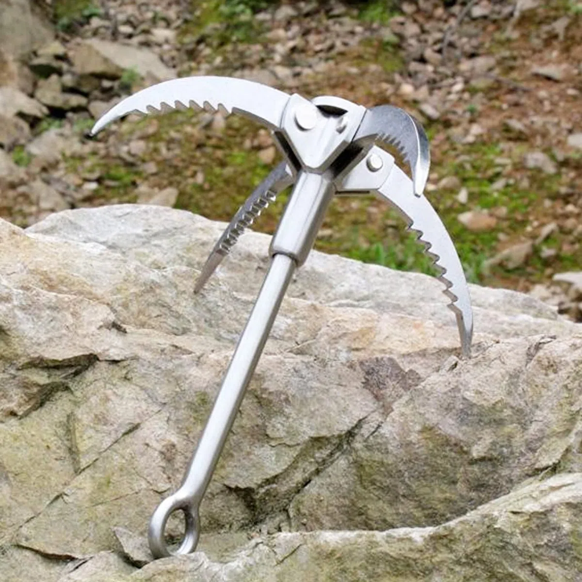 RiToEasysports Gancho de Escalada, Gancho de Agarre de Acero Inoxidable Gancho de Agarre Plegable Equipo de Herramienta de Supervivencia de Garra de Escalada en Roca