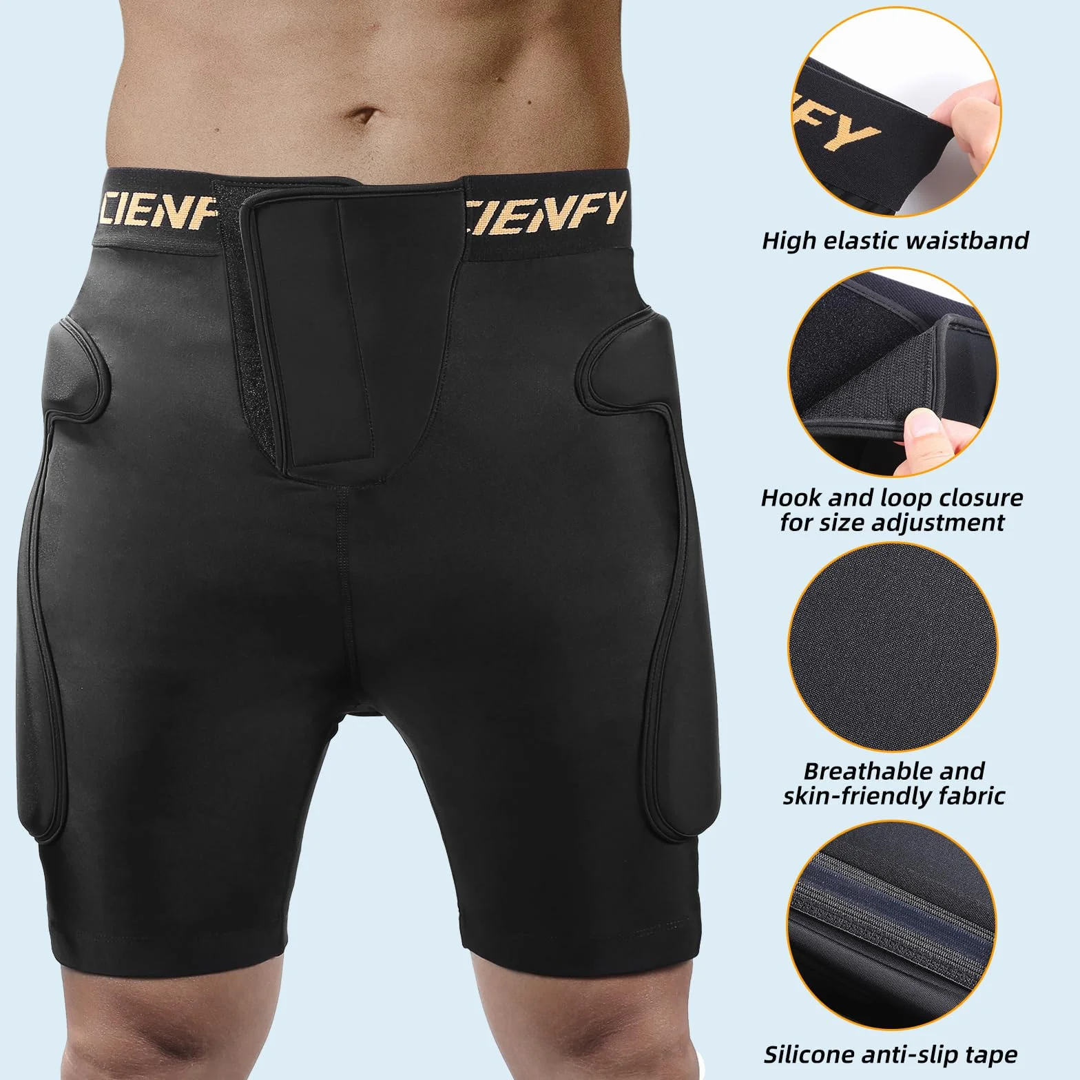 Cienfy Pantalones Cortos Acolchados Protectores de Cadera 3D EVA con Almohadilla de coxis, Equipo de Impacto para esquí, Patinaje, Snowboard, Patinaje
