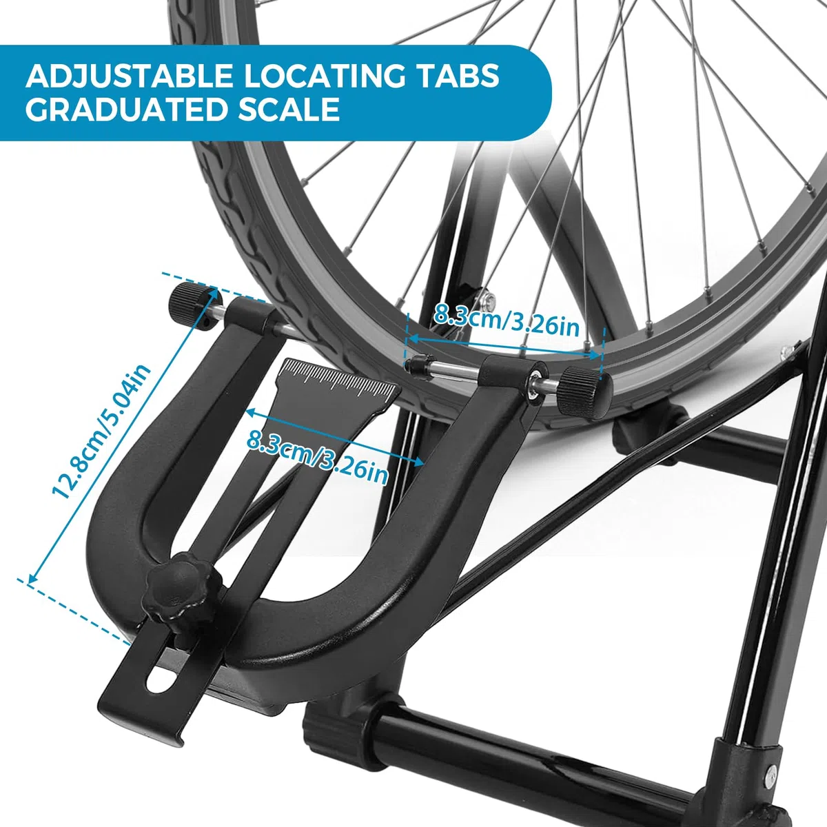 LIROPAU Soporte de centrado para ruedas de bicicleta, plegable, soporte de montaje, adecuado para bicicletas de montaña, bicicletas de carretera, de metal, color negro