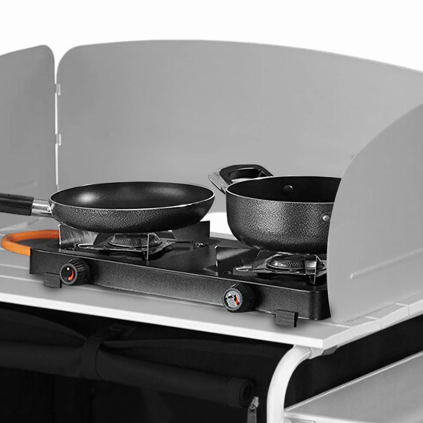 Cocina de camping con protección contra salpicaduras, armario de camping con bolsa de transporte, armario plegable con estructura de aluminio, cocina para camping al aire libre