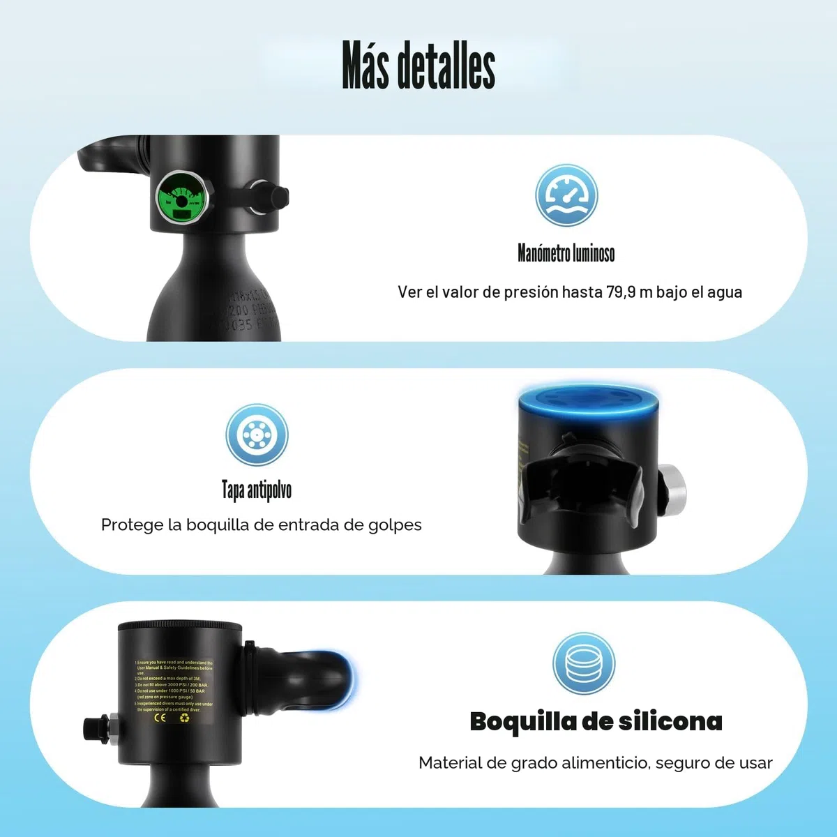 Mini Botella de Oxígeno Buceo Minibotella Bomba Sumergible 0.5 l Portatil Bombona de Buceo de 5-10 Minutos Pequeñas Submarinismo Tanque de Buceo Recargable Viajes Nadar Rescate