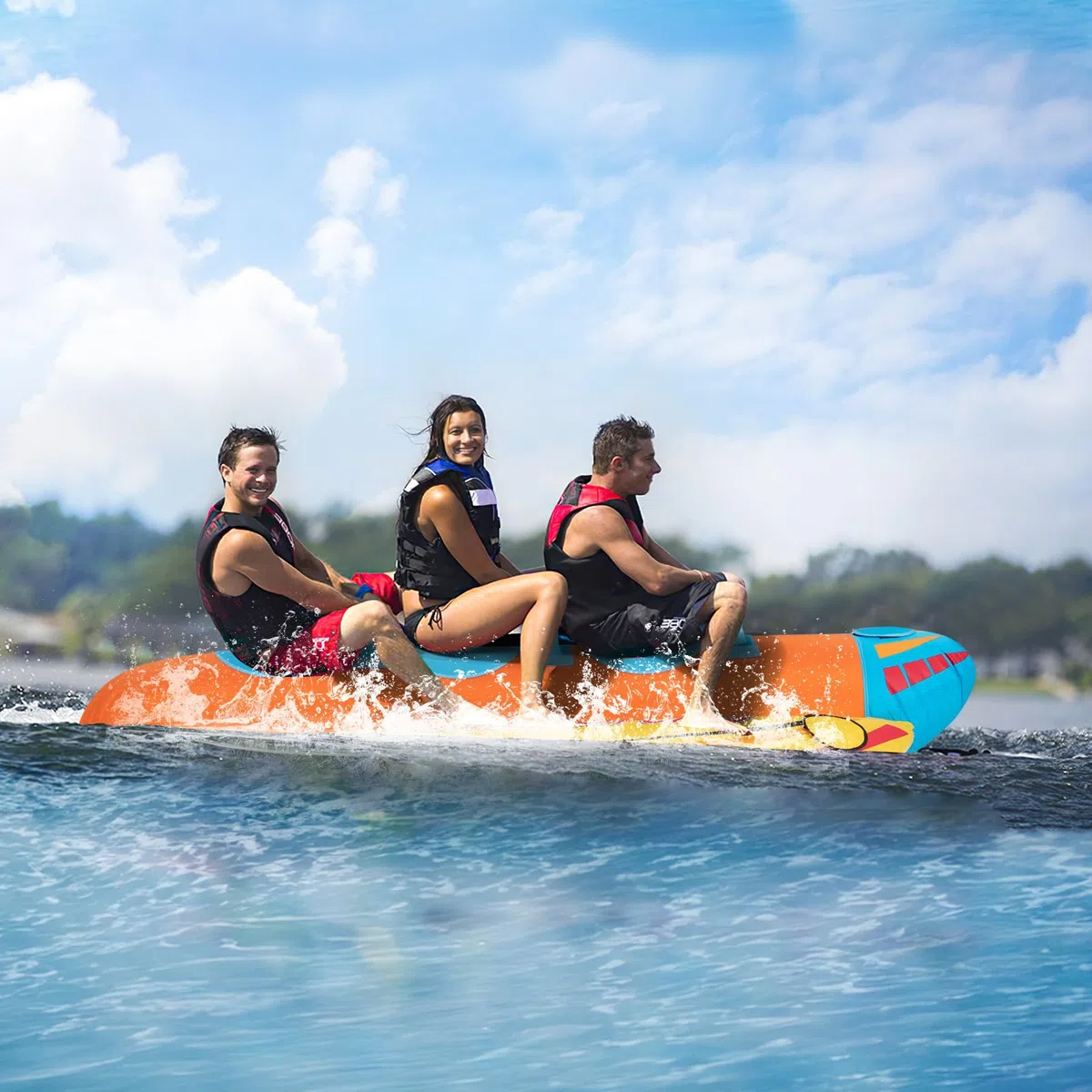 GYMAX Tubo Inflable para Bote de 1-3 Personas con Capacidad de 231 kg con Cubierta Completa de Nylon, Remolcable con Asas de Fácil Agarre y Almohadillas EVA, para Jóvenes y Adultos