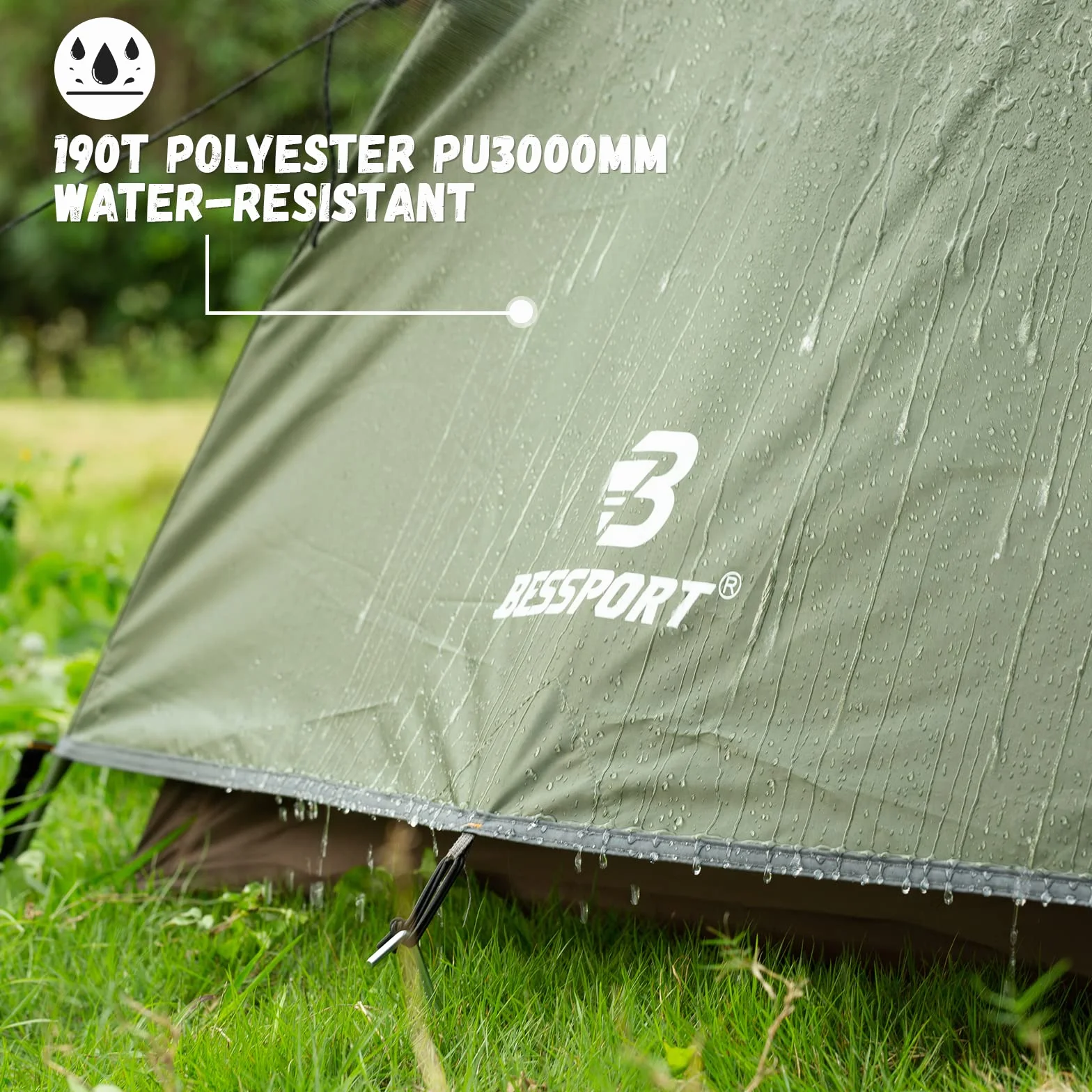 Bessport Tienda De Campaña 2-3 Personas Carpa Ultraligera 3-4 Temporadas Resistente al Agua y al Viento Fácil de Instalar, para el Senderismo y el Camping