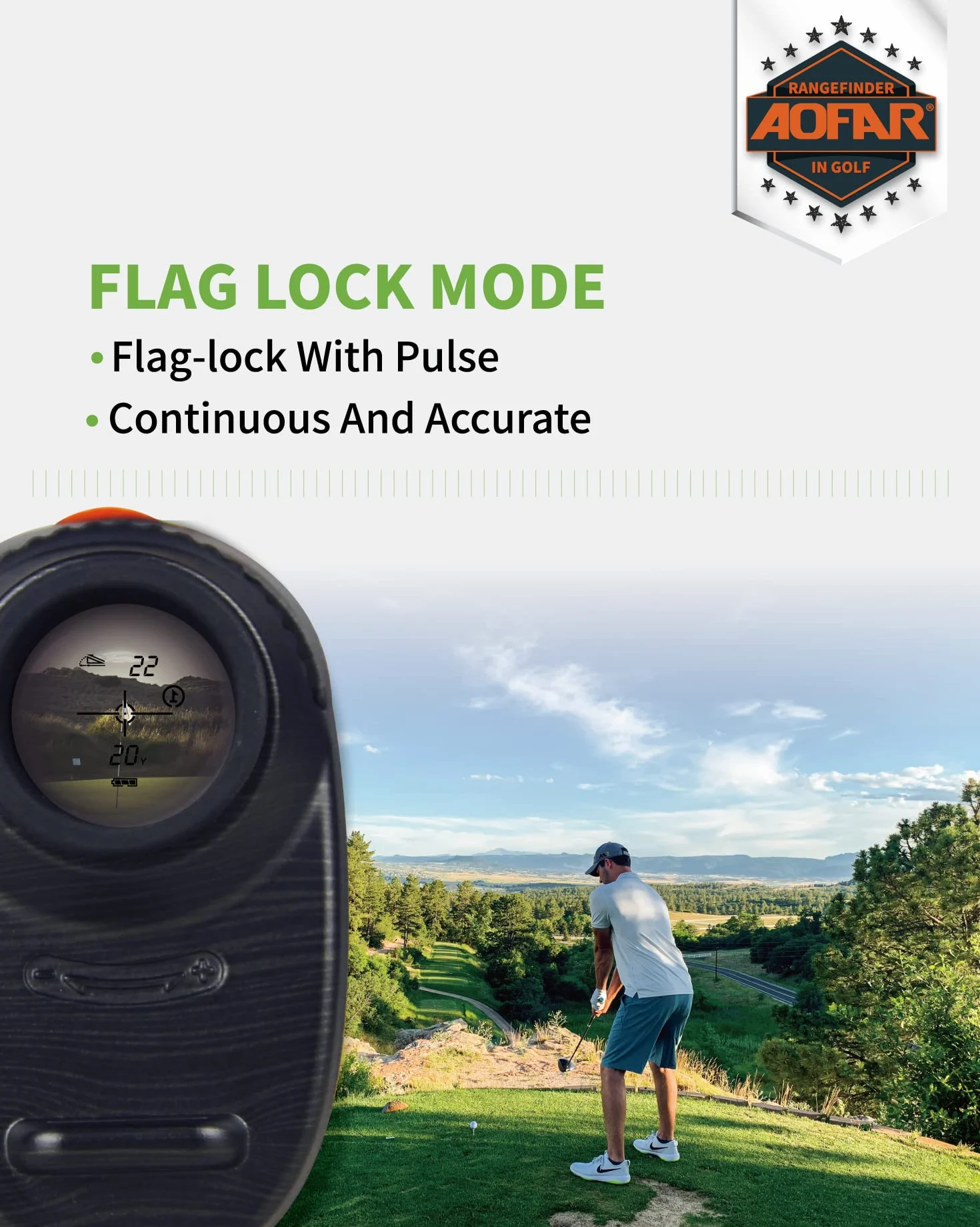 AOFAR GX-2S Telémetro de Golf con Pendiente de On/Off, con Bloqueo de Bandera y Vibración, 600 Yards White Range Finder,Impermeable,Embalaje de Regalo