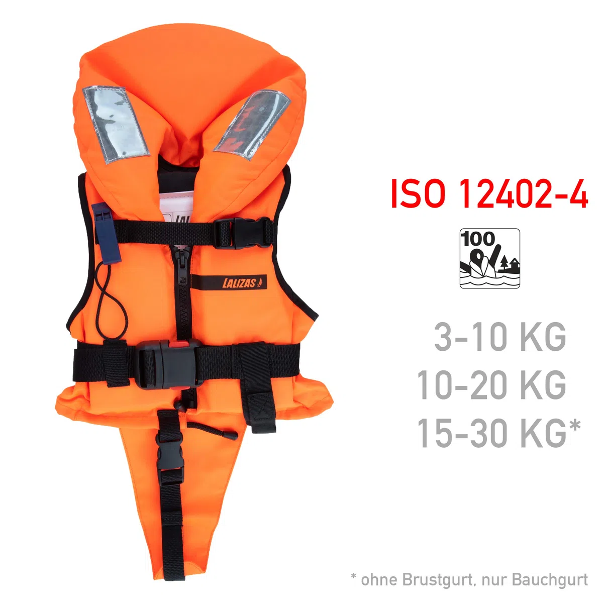 Chaleco Salvavidas de plástico sólido para niños y Adultos, 100 N, CE ISO 12402-4, tamaño 3, para niños de 10 a 20 kg, Color Naranja