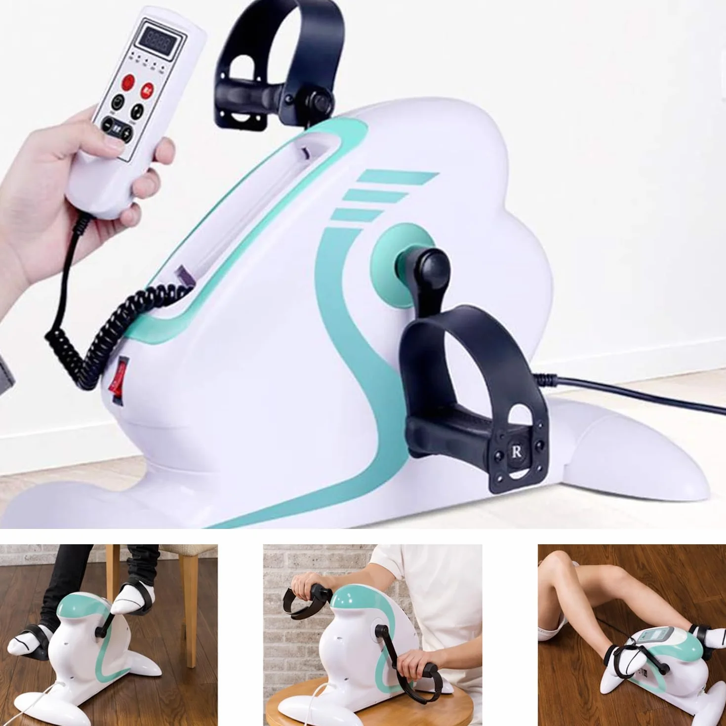 MedPlus - Pedalero eléctrico para Terapia de rehabilitación, Mini cicloette gnastico Activo y pasivo asistido para Brazos y piernas con Ordenador de a Bordo