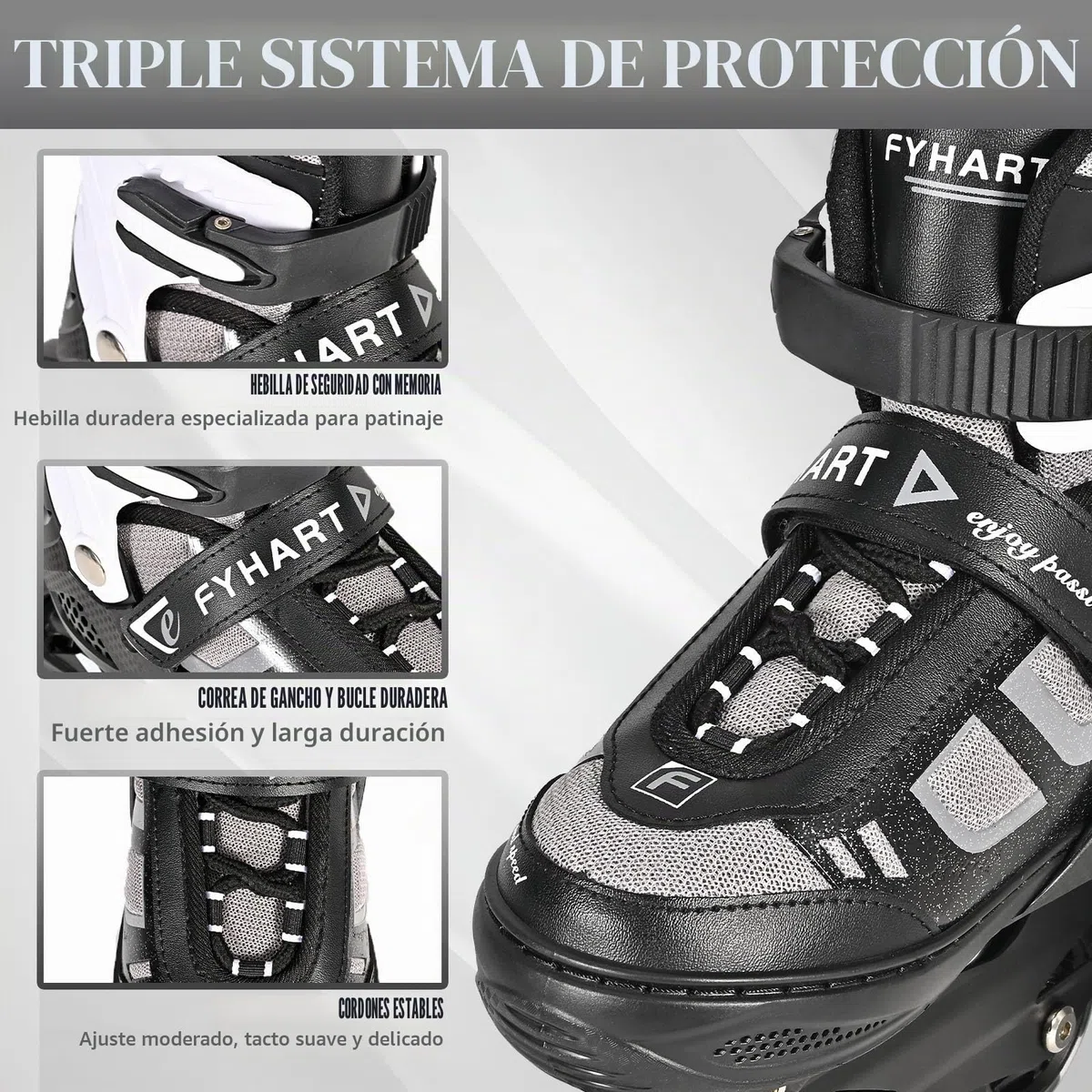 Patines en línea Ajustables para niños y niñas, Patines en línea de 4 Ruedas para Adolescentes y Adultos con Ruedas Luminosas para Deporte, Negro y Blanco