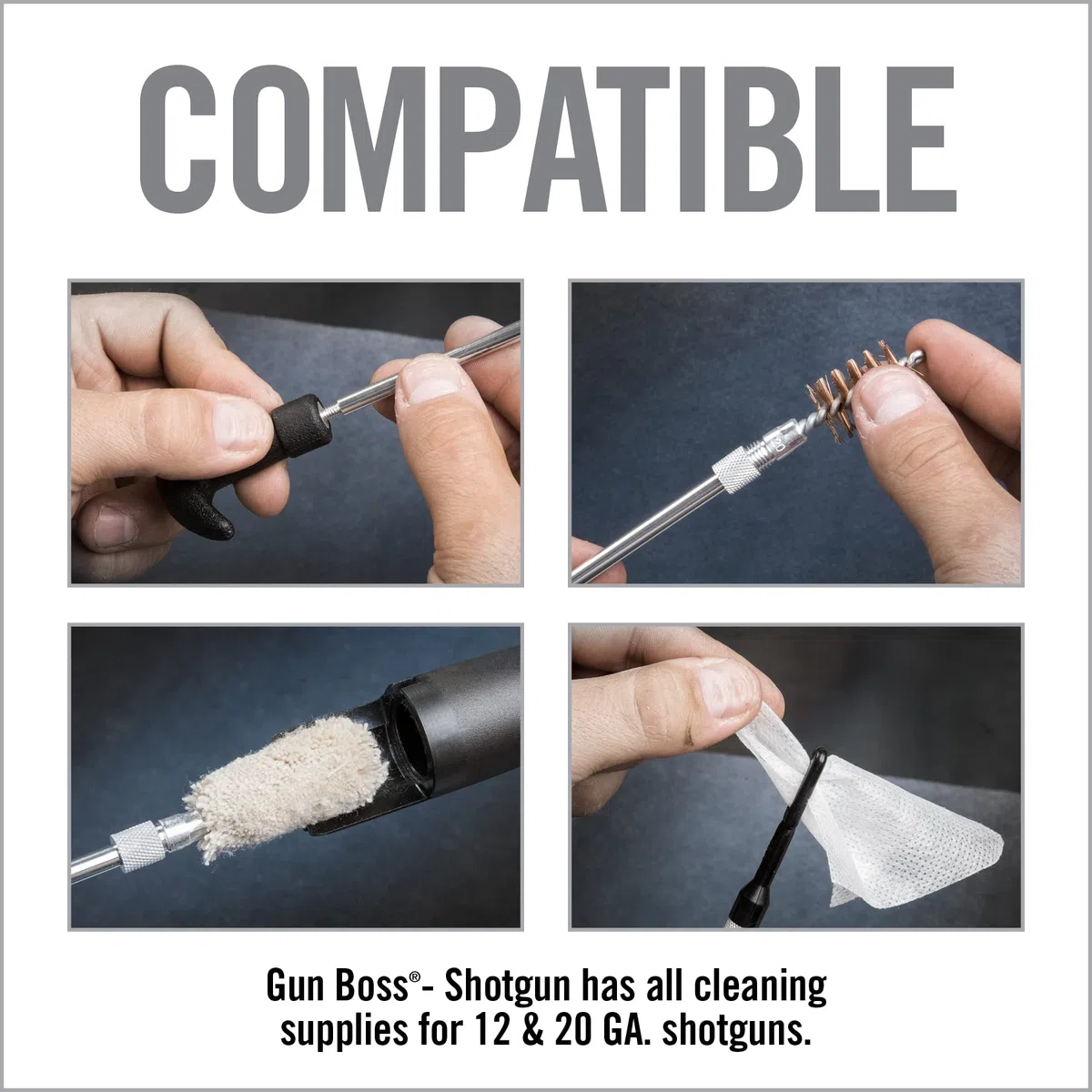 Real Avid Gun Boss Shotgun Cleaning Kit - Kit de Limpieza Universal para Escopeta Cal. 12 e 20 con Baqueta