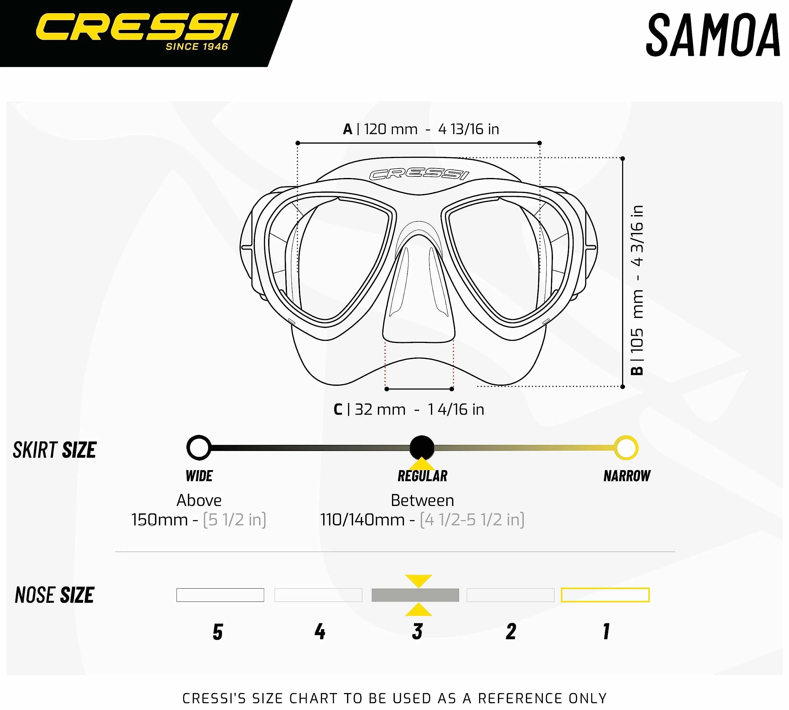 Cressi Samoa para Buceo y Snorkel - Máscara Samoa o Conjunto Máscara Samoa + Tubo Mexico, Talla Única, Unisex Adulto