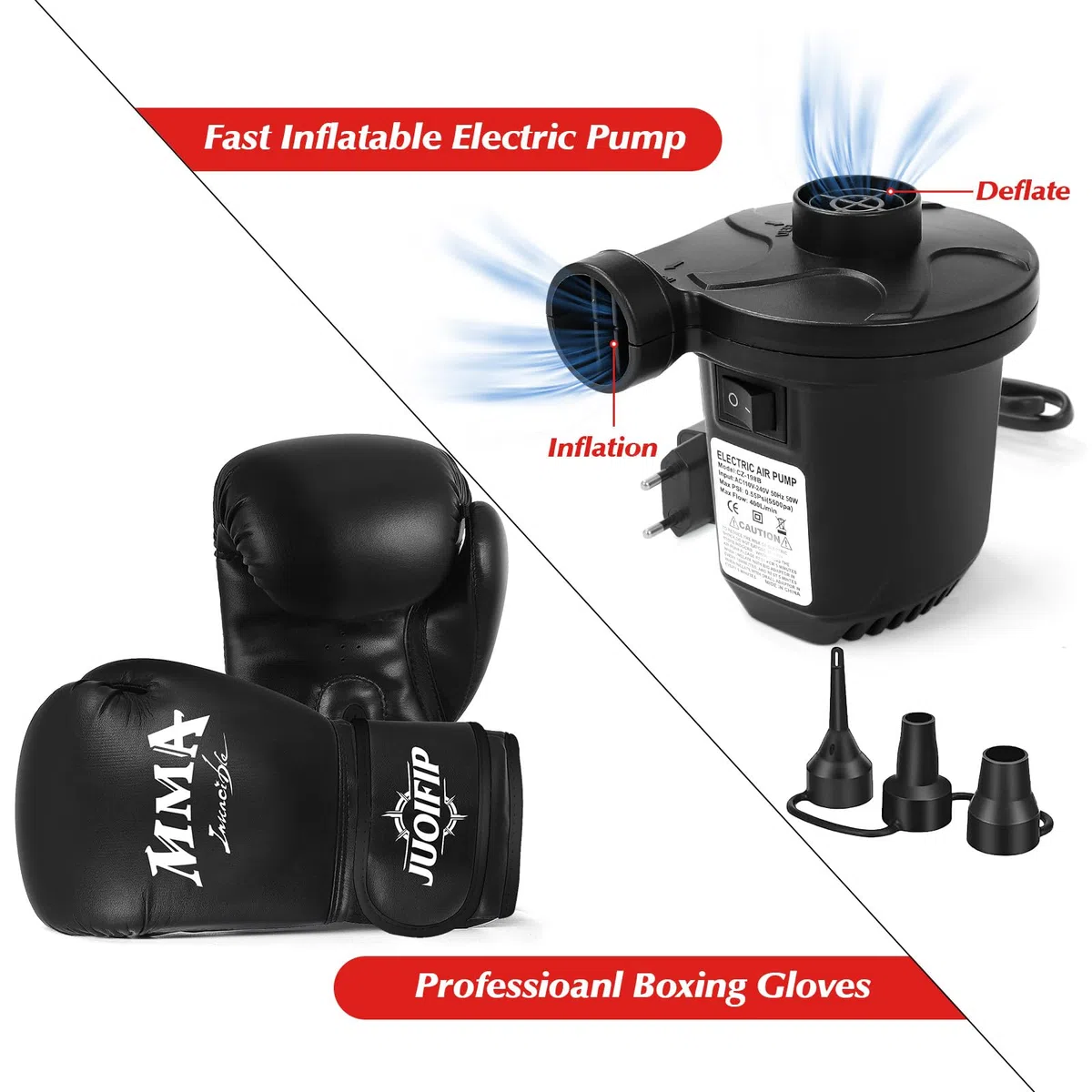 Saco de Boxeo con Soporte 180cm- Saco de Boxeo Adulto con Guantes de Boxeo y Bomba de Aire eléctrica, Mujeres Hombres Stand Kickboxing Bolsas para Entrenamiento MMA Muay Thai Fitness Principiantes