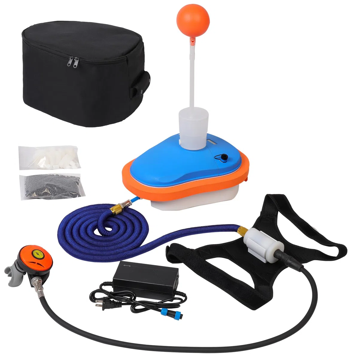 Ventilador de Buceo, Sistema de Buceo Recargable Aprobado por Aerolíneas, Compresor de Aire Impermeable con Manguera de 7 m y Regulador de Respiración para Buceo Recreativo