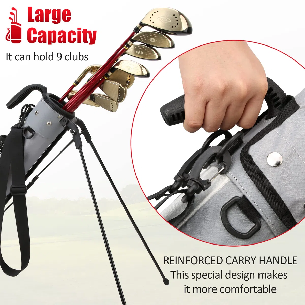 PGM Bolsas de Golf - Bolsa de Golf Ligera PGM con Correa y Soporte - Bolsa de Golf fácil de Transportar y Duradera - Bolsa de Golf con Soporte para el Campo de conducción, par 3 y Campos ejecutivos -