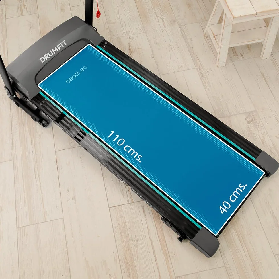 Cecotec Cinta de Correr Plegable DrumFit WayHome 1400 Sprint. 900 W, De 1 a 14 Km/h, 12 Programas Predefinidos, Panel de Control LCD, Superficie de Carrera de 110x40cm, Inclinación Manual