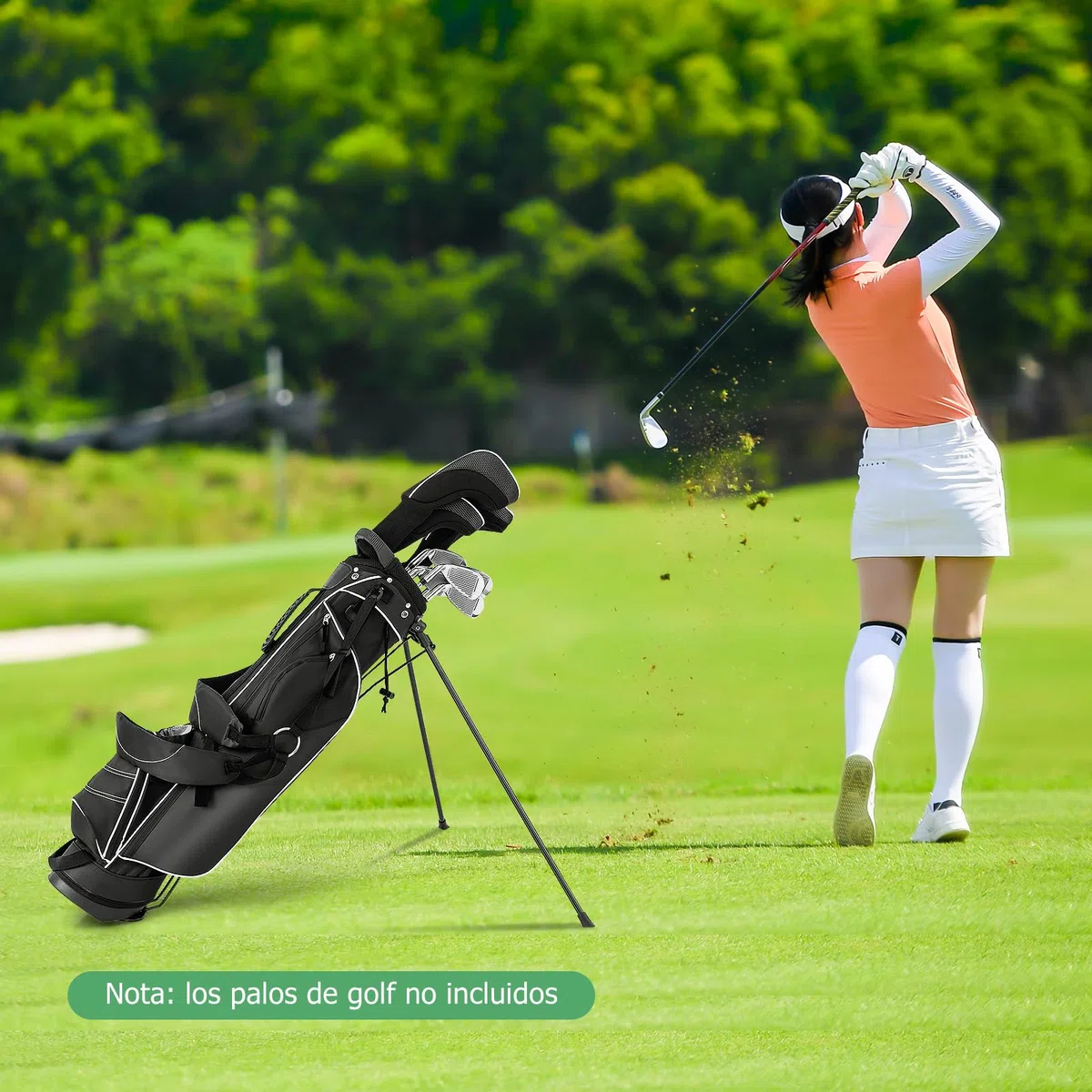 GYMAX Bolsa con Trípode de Golf, 4 Divisores, 4 Bolsillos con Cremallera, Correas de Hombro Ajustables, Bolsa de Golf Portátil con Cubierta Impermeable, Unisex Adulto