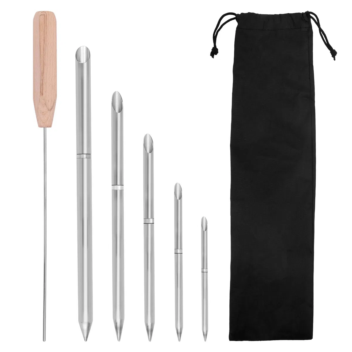 Gosknor 7uds Kit Herramientas Empalmar Cuerdas, 6-en-1 Acero Inoxidable con Empujador y Bolsa Almacenamiento para Cuerdas Doble Trenzado 1/4" 5/16" 3/8" 7/16" 1/2" para Rápida Recuperación y Empalme