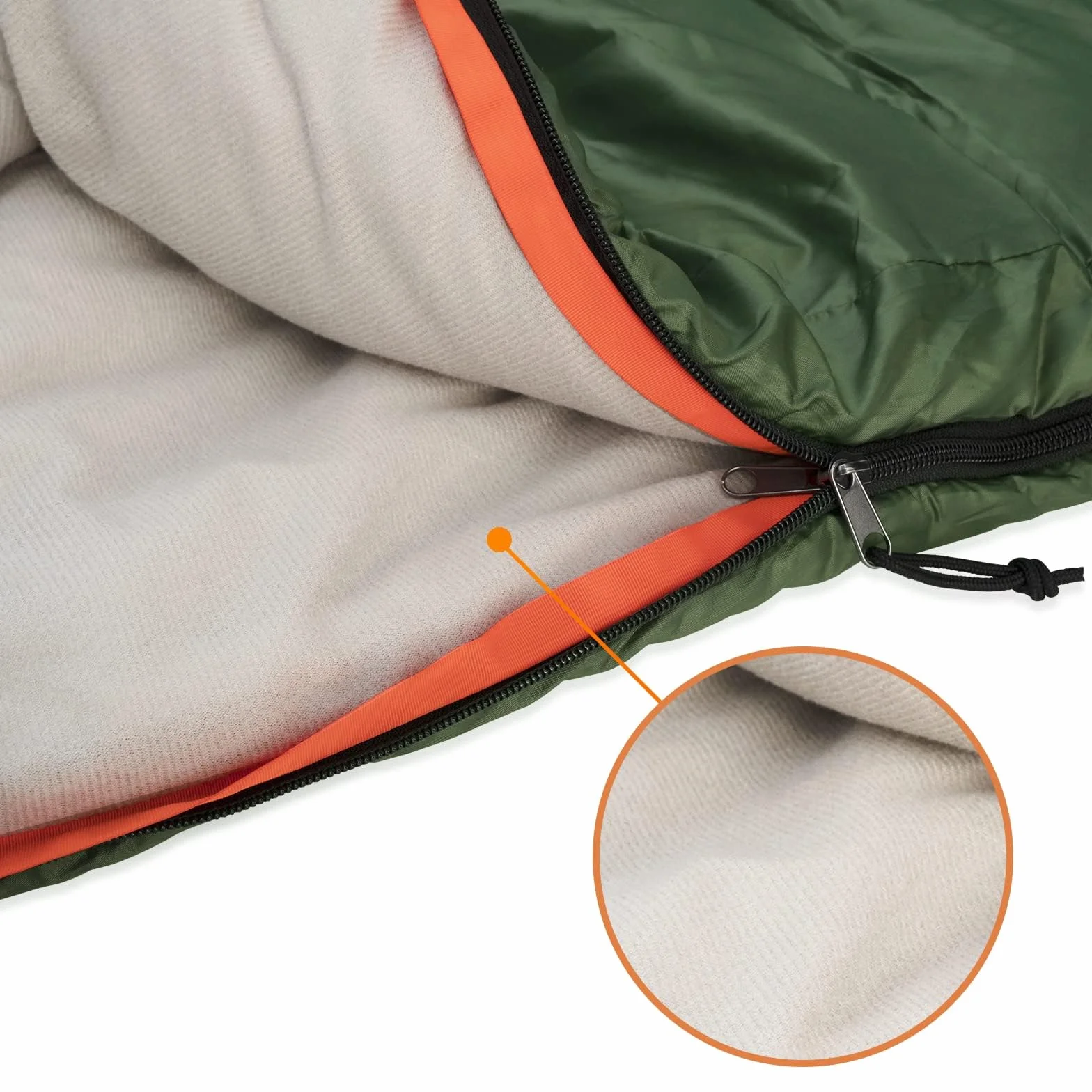Amazon Basics Rectangular Saco de Dormir para días fríos, Camping y Senderismo, 2 Personas, Queen, Doble Size, Verde Oliva