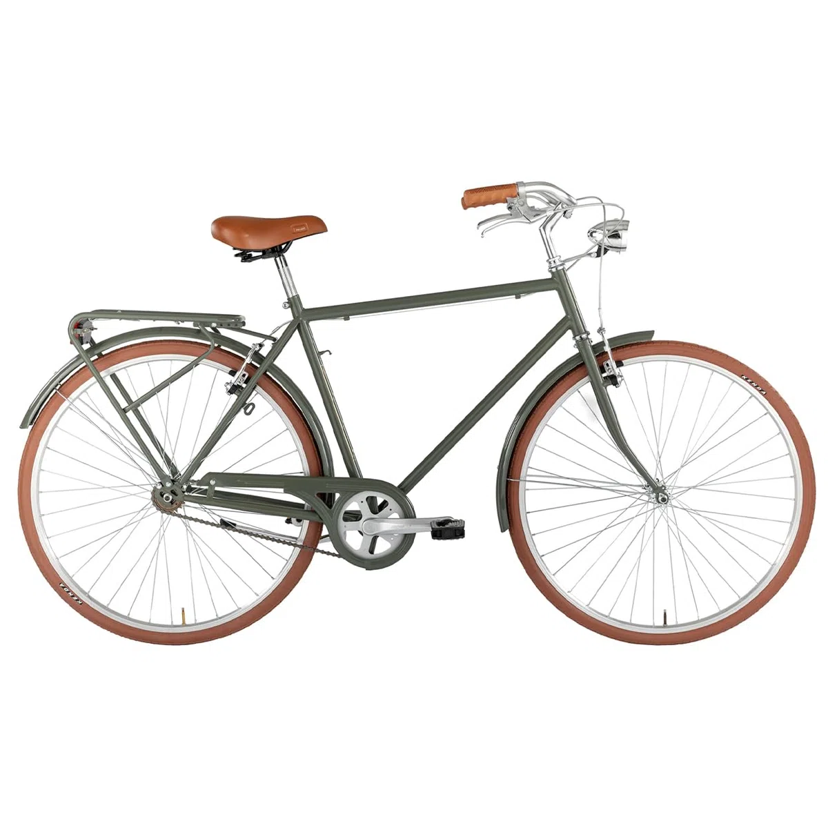 Alpina Bike - Bicicleta de 1 V para Hombre, Deportiva, Verde Militar, 28 Pulgadas, Acero