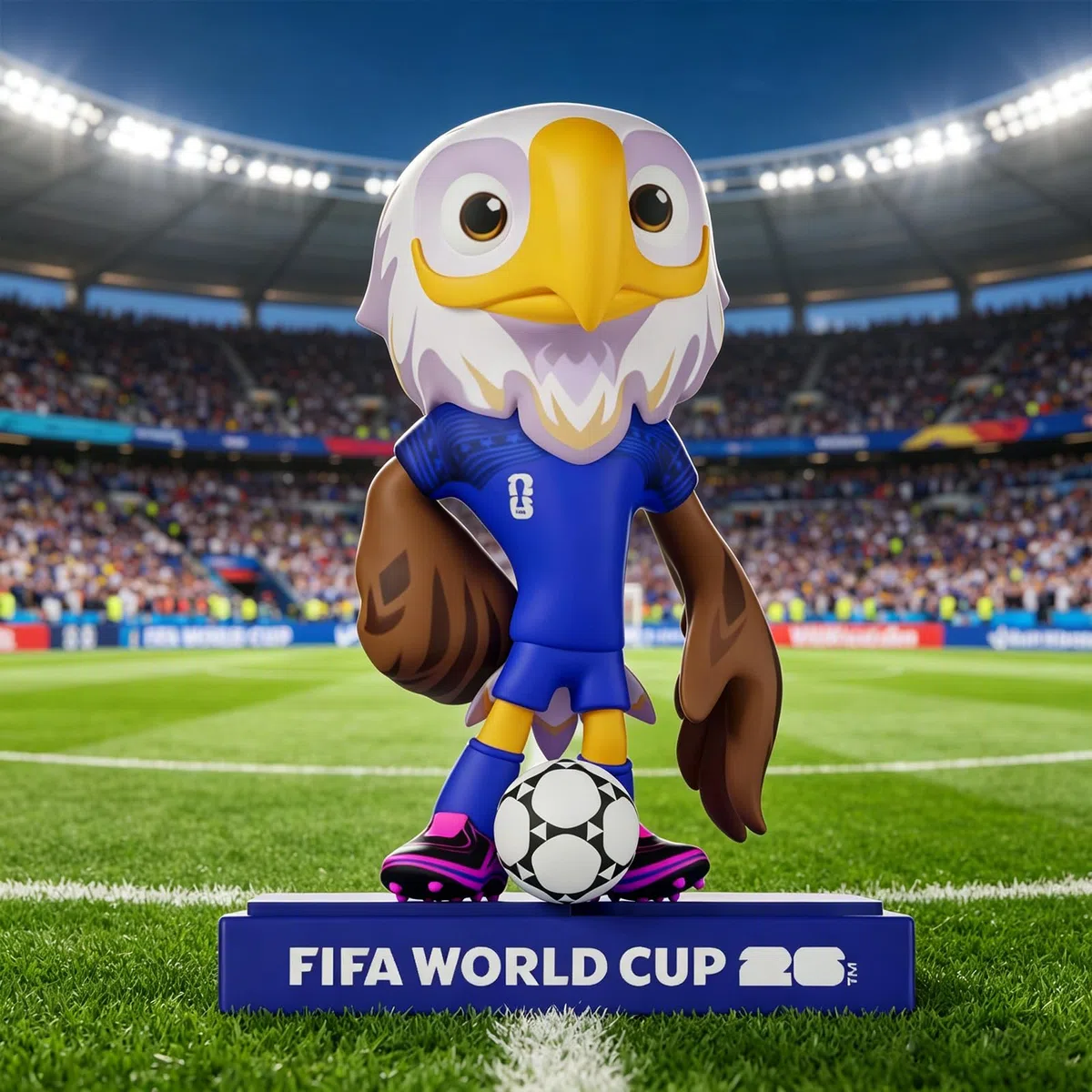 Sanyetral FIFA World Cup 2026 3PCS Figuras de Mascota Juego de Conjunto Base B (9 cm) para Exhibición, Incluye Clutch, Zayu, Maple
