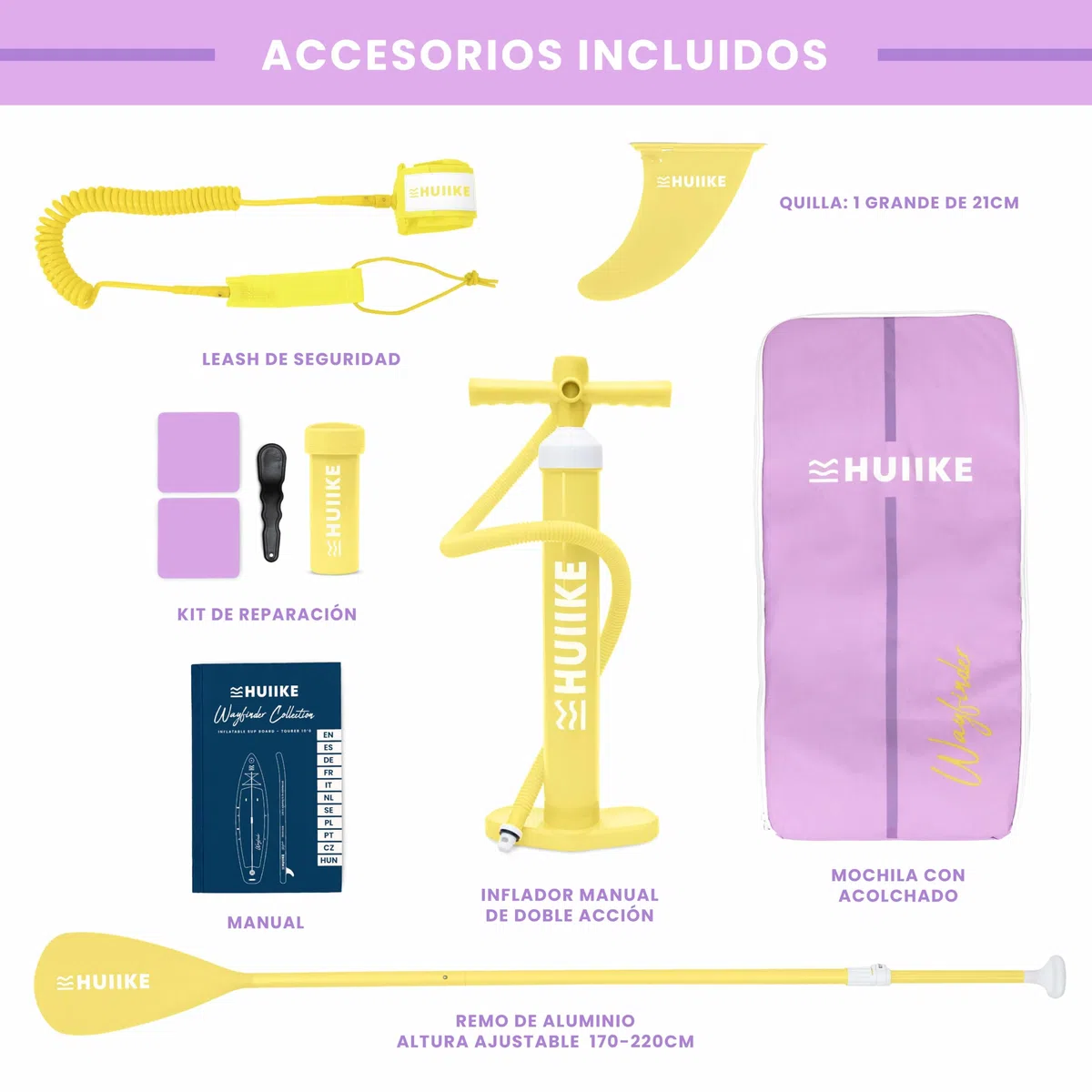 HUIIKE Tabla Paddle Surf Hinchable Touring con Accesorios Incluidos, Remo, Quilla, Leash, Inflador y Mochila. Stand Up Paddle Board Gran Estabilidad y Resistencia
