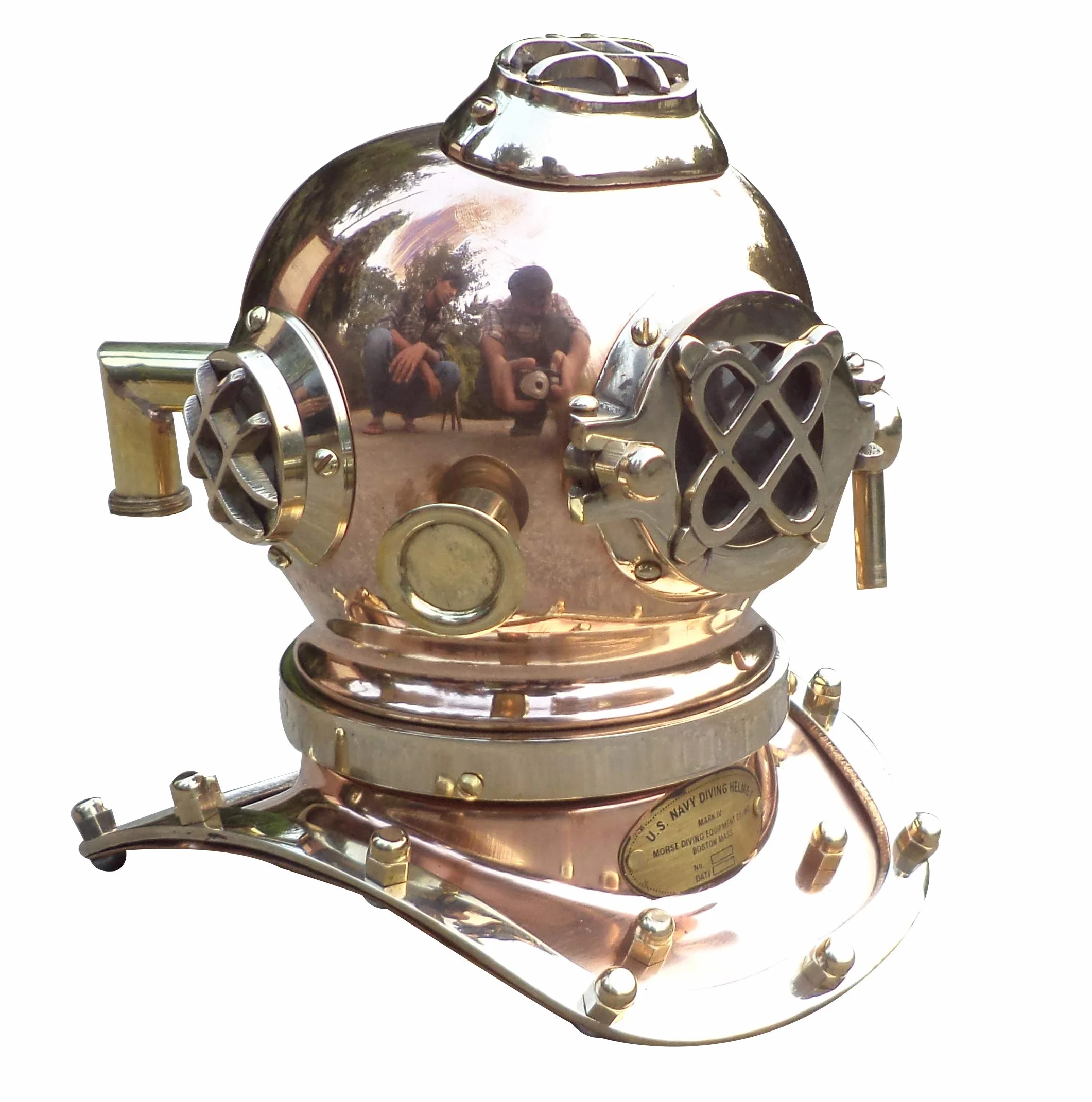 Réplica de Mini Casco de Buceo Marino Antiguo Mark Us, Acabado de Cobre náutico Azul Marino
