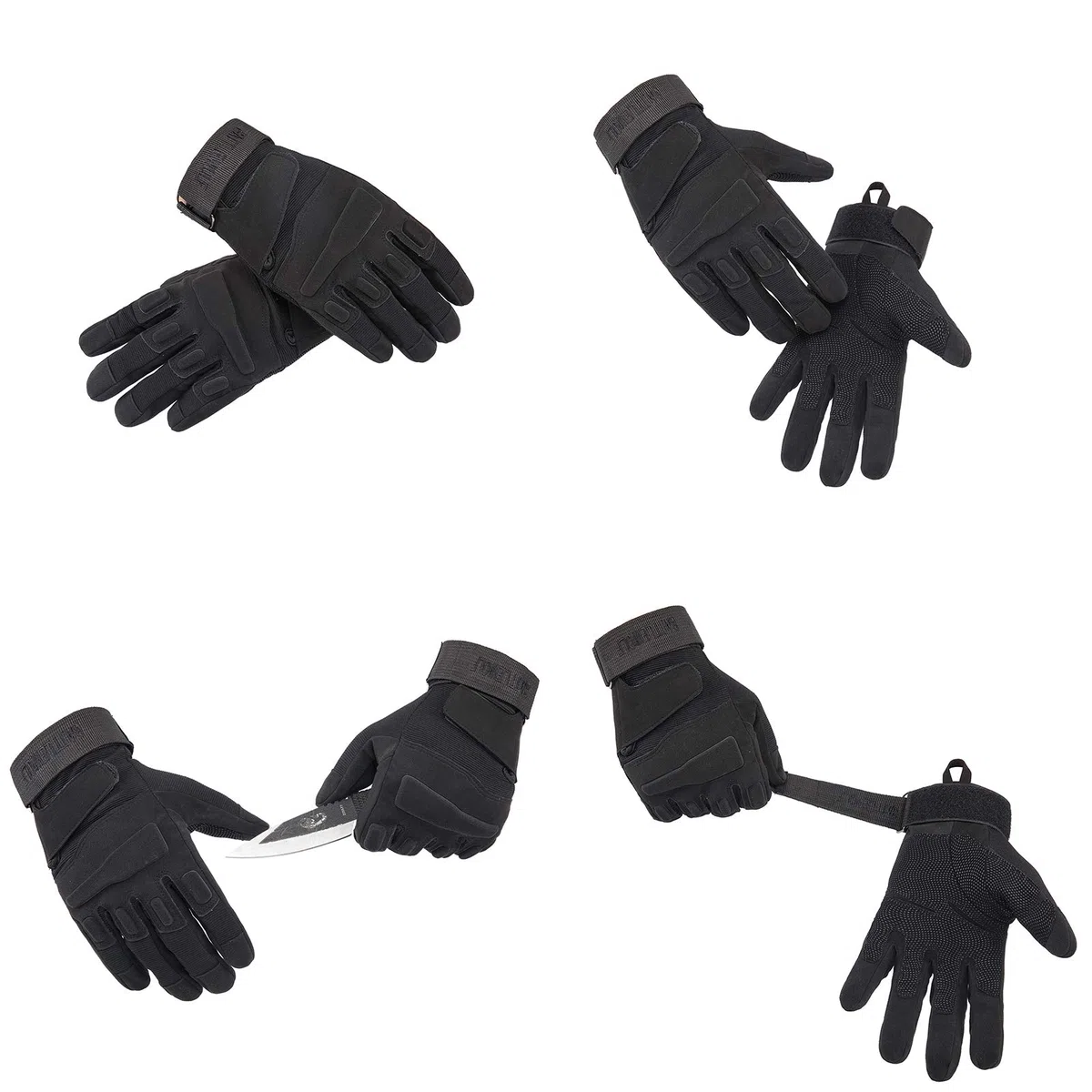 Guantes Militares tácticos para los Hombres, Dedo Completo Duro nudillo Guantes para la Caza de la Motocicleta Airsoft Paintball Protección de los Deportes de Trabajo Pesado,Negro,XL