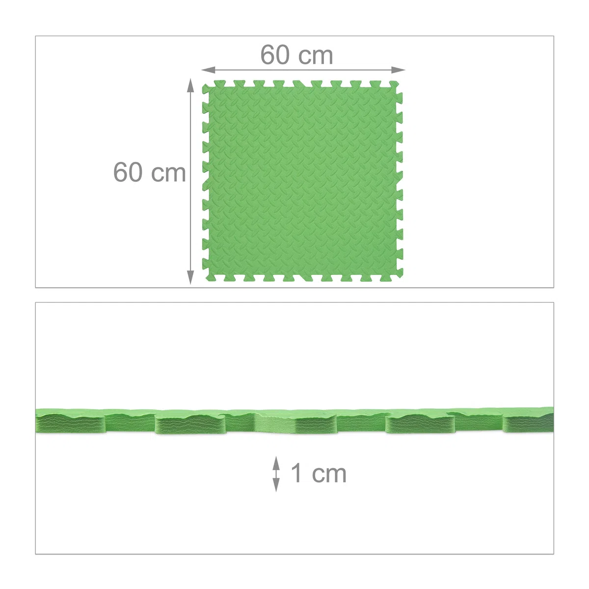 Relaxdays Alfombrilla de Suelo, 16 Alfombrillas Protectoras para Equipos Deportivos y de Fitness, bordeado, EVA, Superficie 6 m², Ancho x Profundidad 60 x 60 cm, Verde
